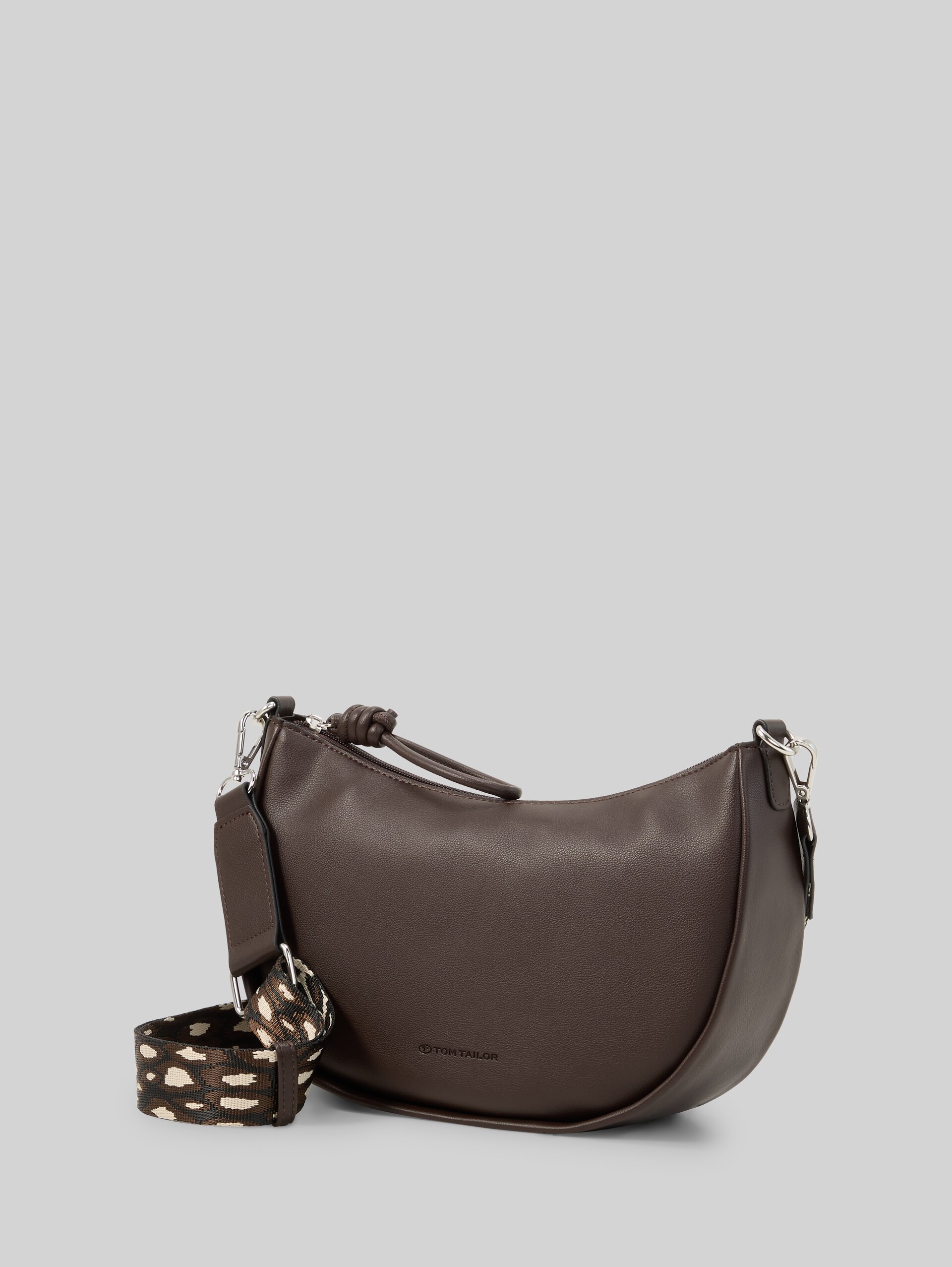 TTTATIANA schoudertas met geweven riem met patroon - dark brown - zijaanzicht product 