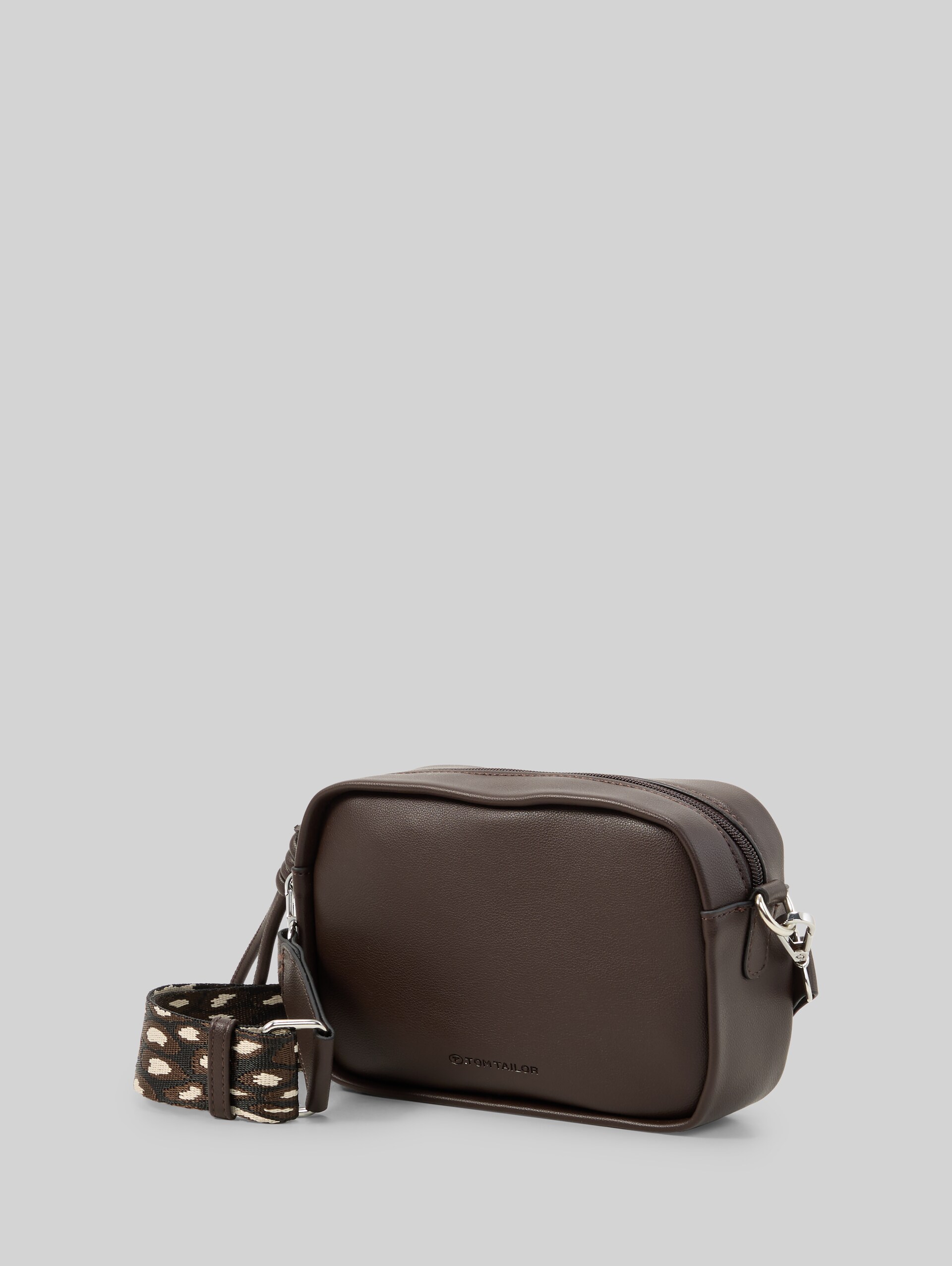 TTTATIANA schoudertas met geweven riem met patroon - dark brown - zijaanzicht product 