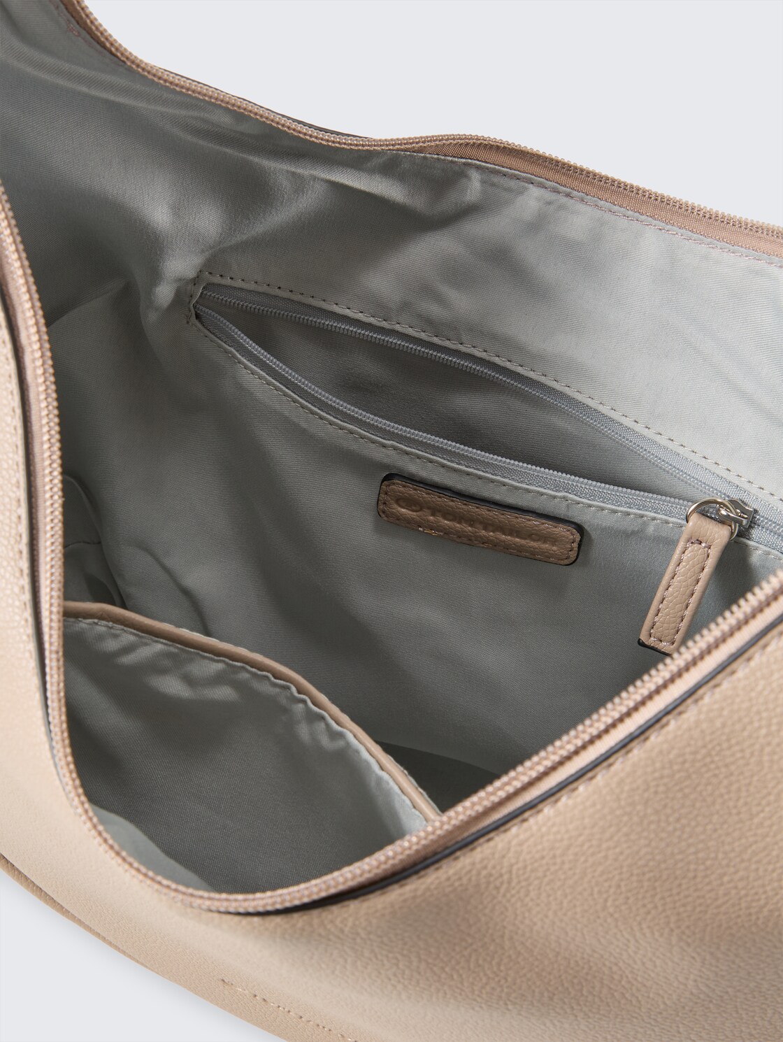 TTTATIANA M Schultertasche mit gemustertem Webriemen - taupe / taupe - seitliche Produkt-Ansicht 