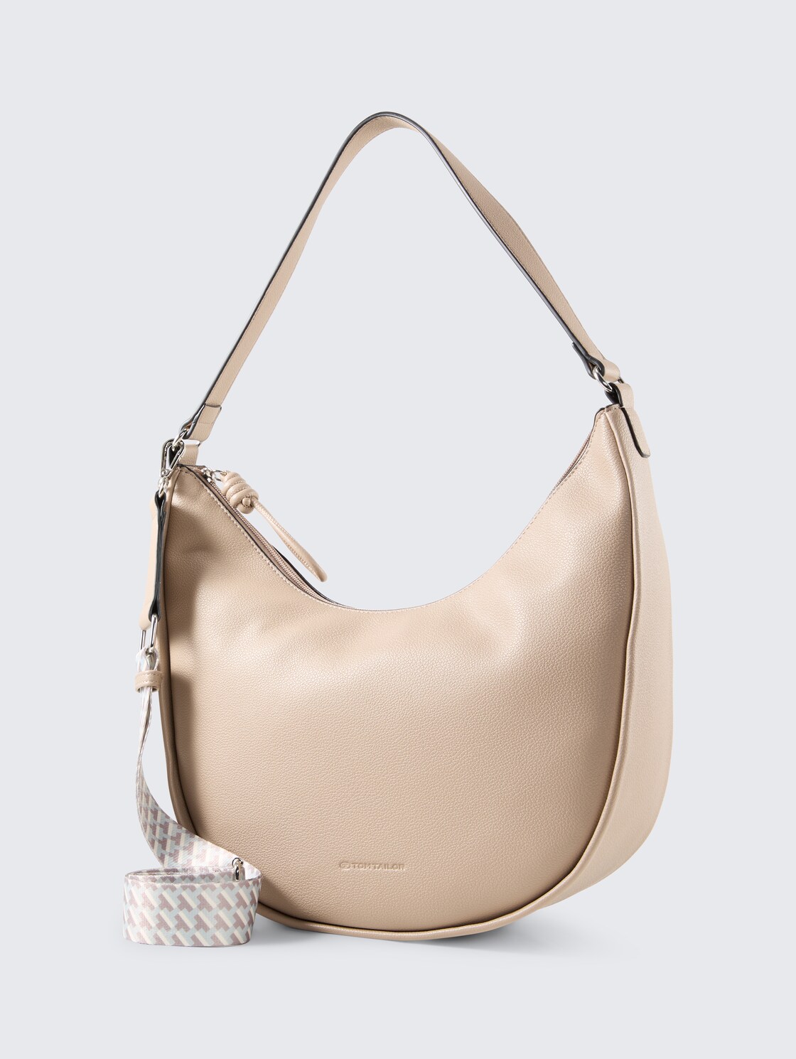 TTTATIANA M Schultertasche mit gemustertem Webriemen - taupe / taupe - seitliche Produkt-Ansicht 