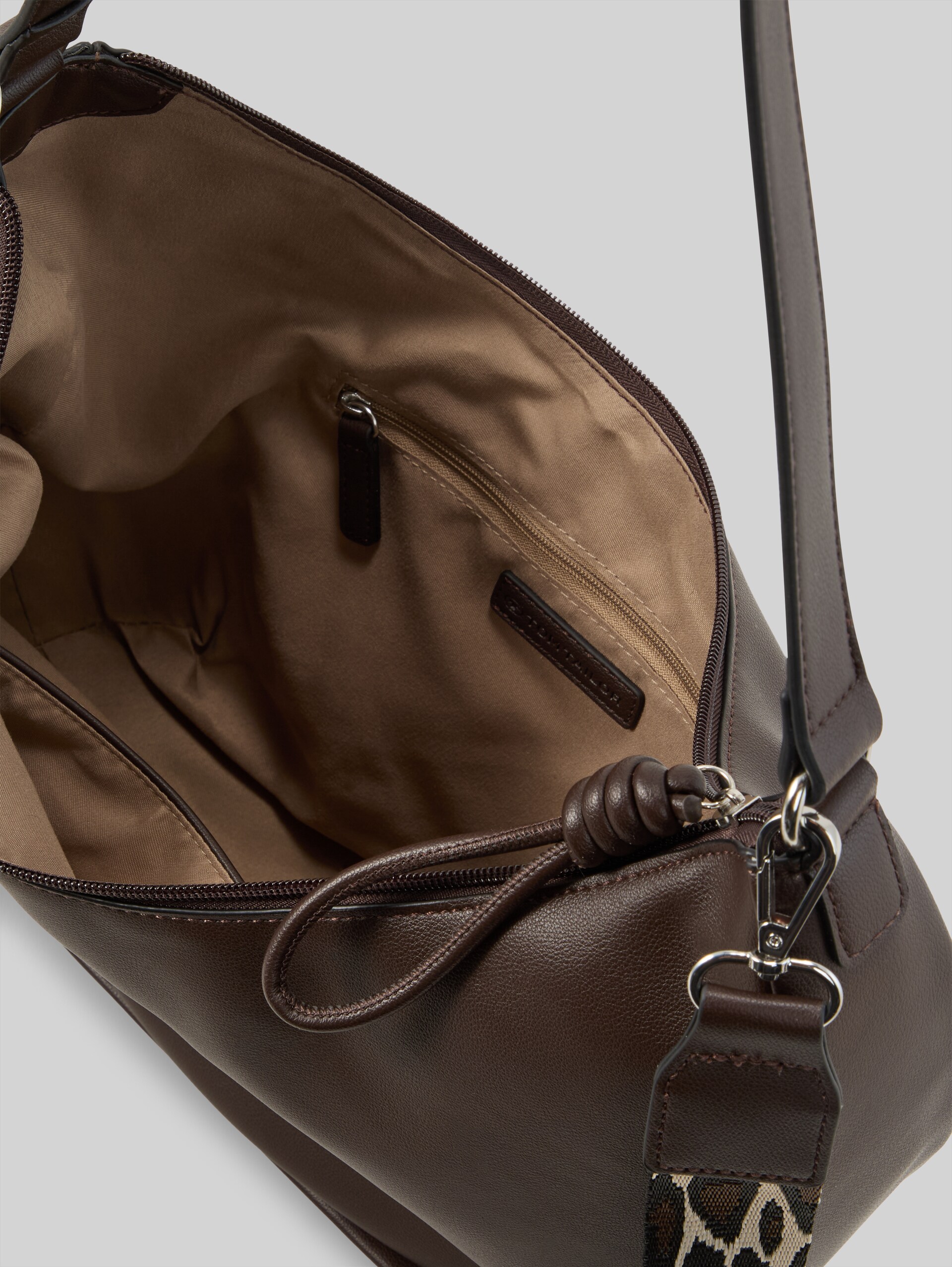 TTTATIANA schoudertas met geweven riem met patroon - dark brown - zijaanzicht product 