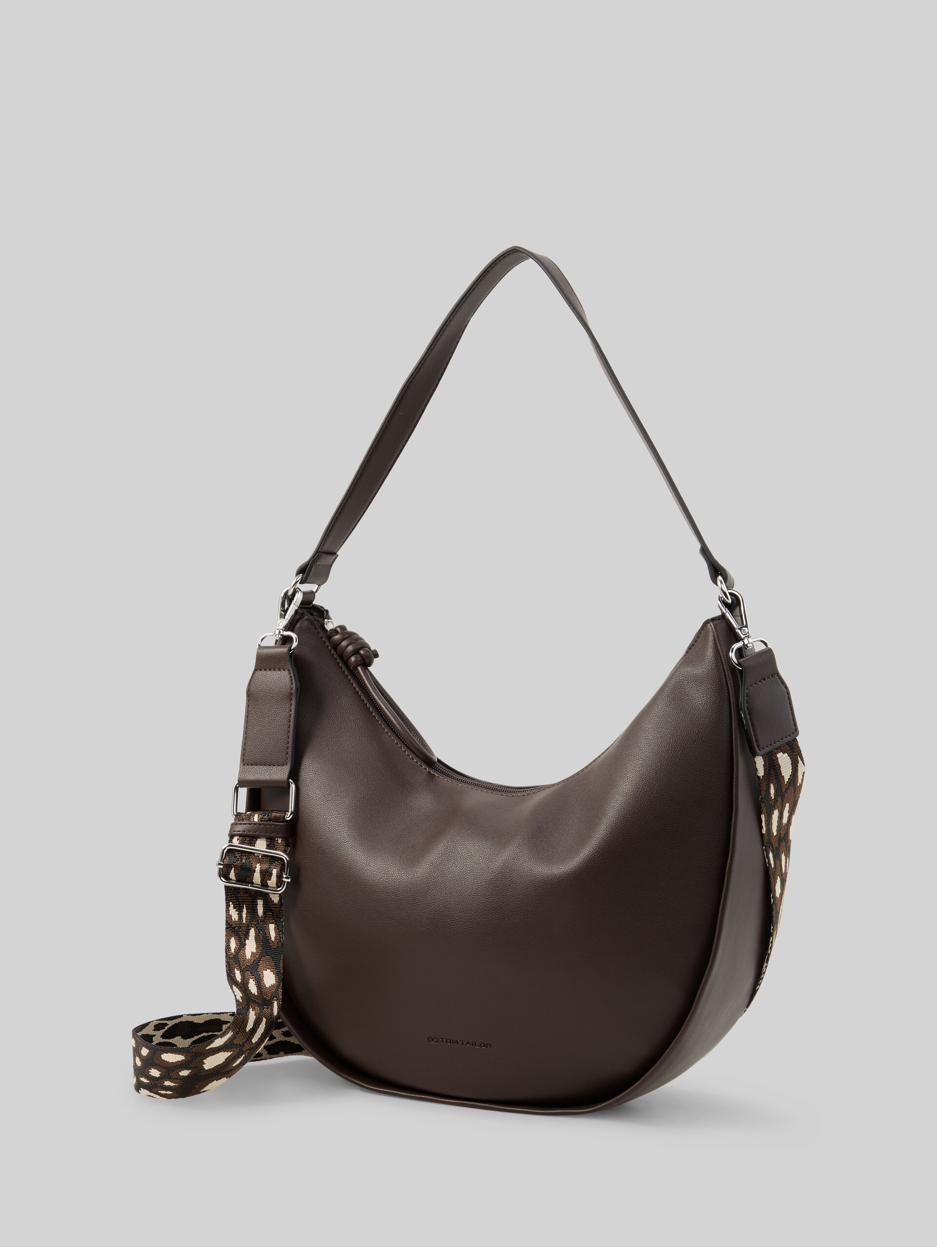 TTTATIANA schoudertas met geweven riem met patroon - dark brown - zijaanzicht product 