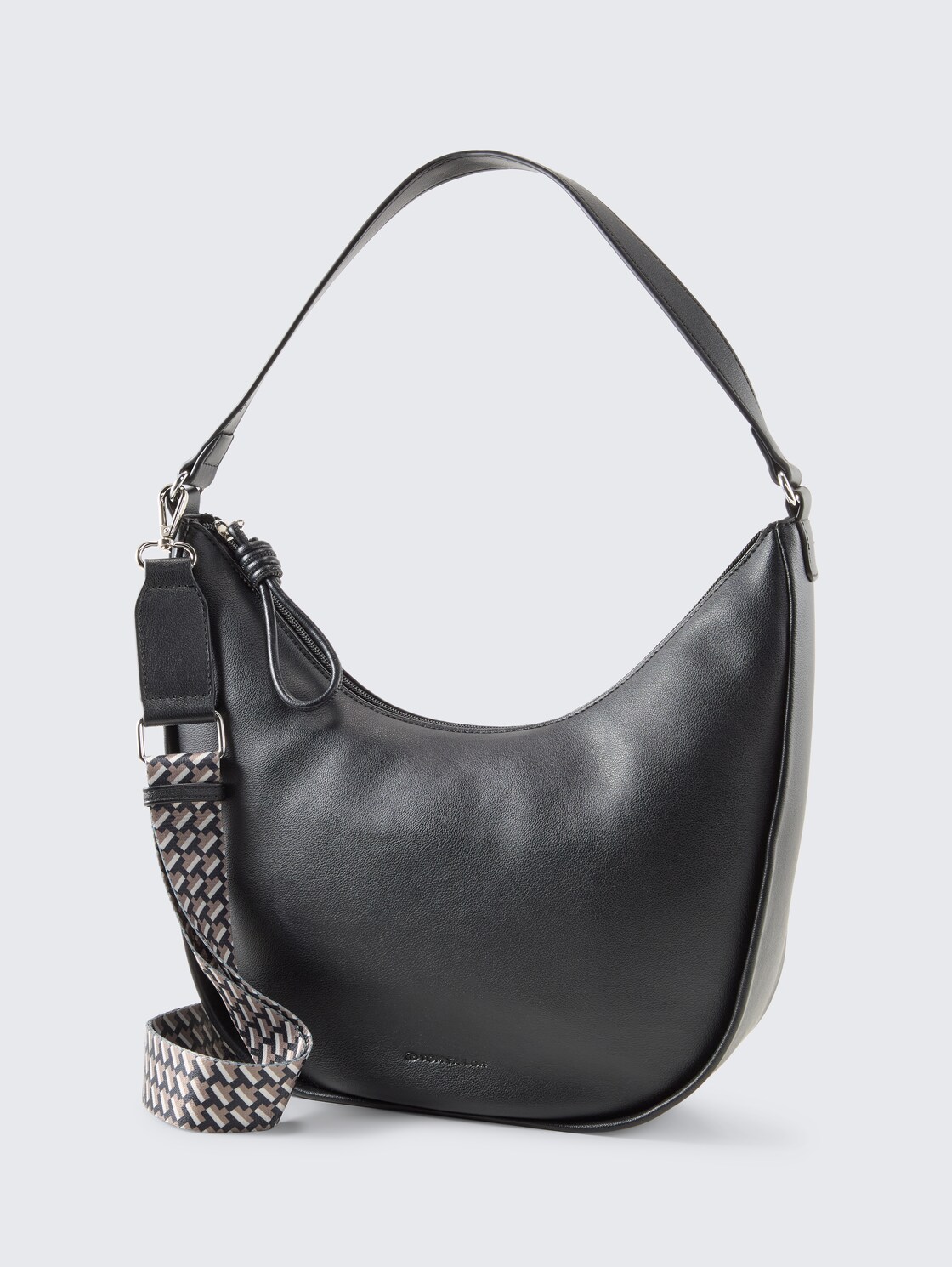 TTTATIANA M Schultertasche mit gemustertem Webriemen - schwarz / black - seitliche Produkt-Ansicht 