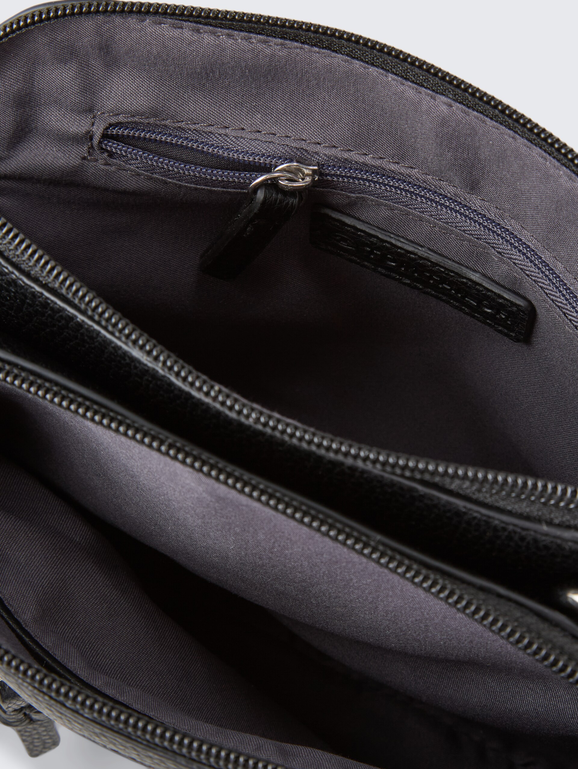 TTWINONA S Umhängetasche mit Reißverschluss-Details - schwarz / black - seitliche Produkt-Ansicht 