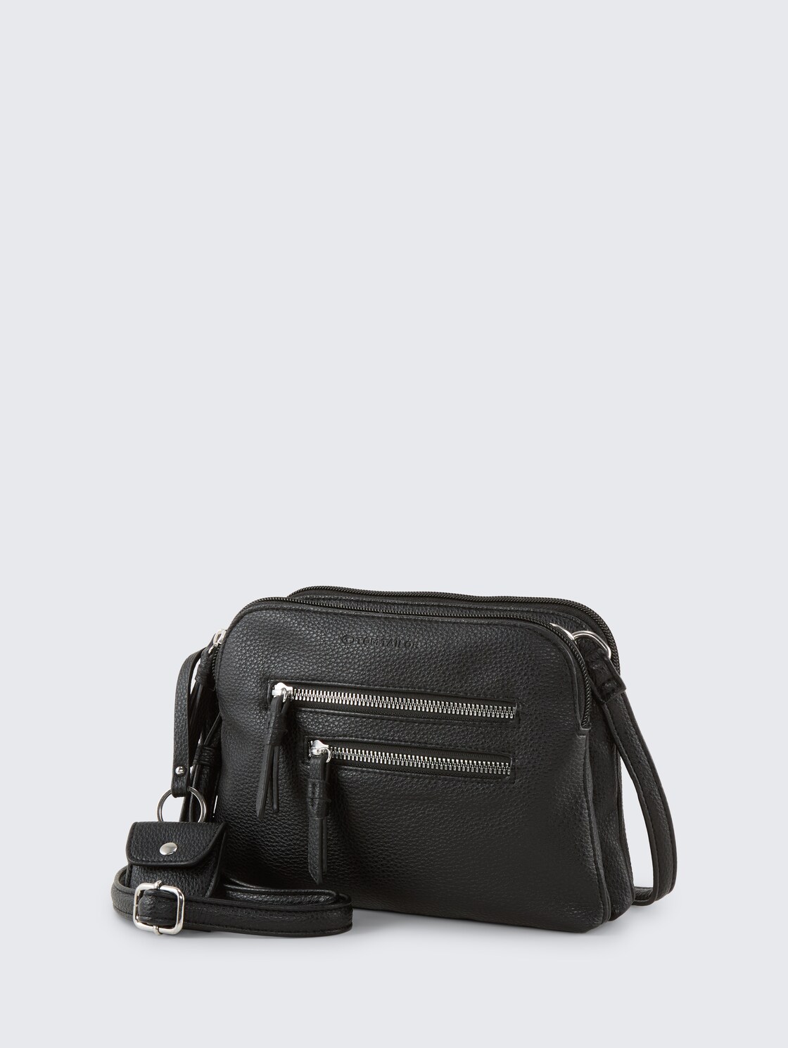 TTWINONA S Umhängetasche mit Reißverschluss-Details - schwarz / black - seitliche Produkt-Ansicht 