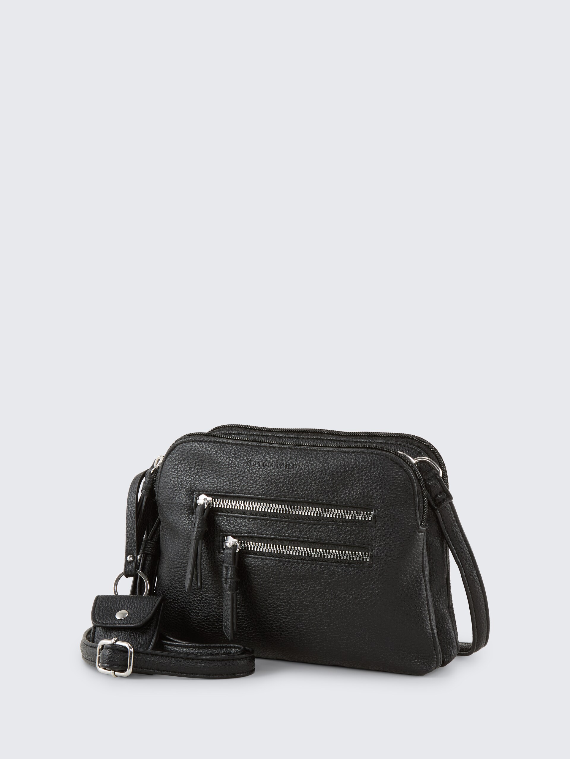 TTWINONA S Umhängetasche mit Reißverschluss-Details - schwarz / black - seitliche Produkt-Ansicht 