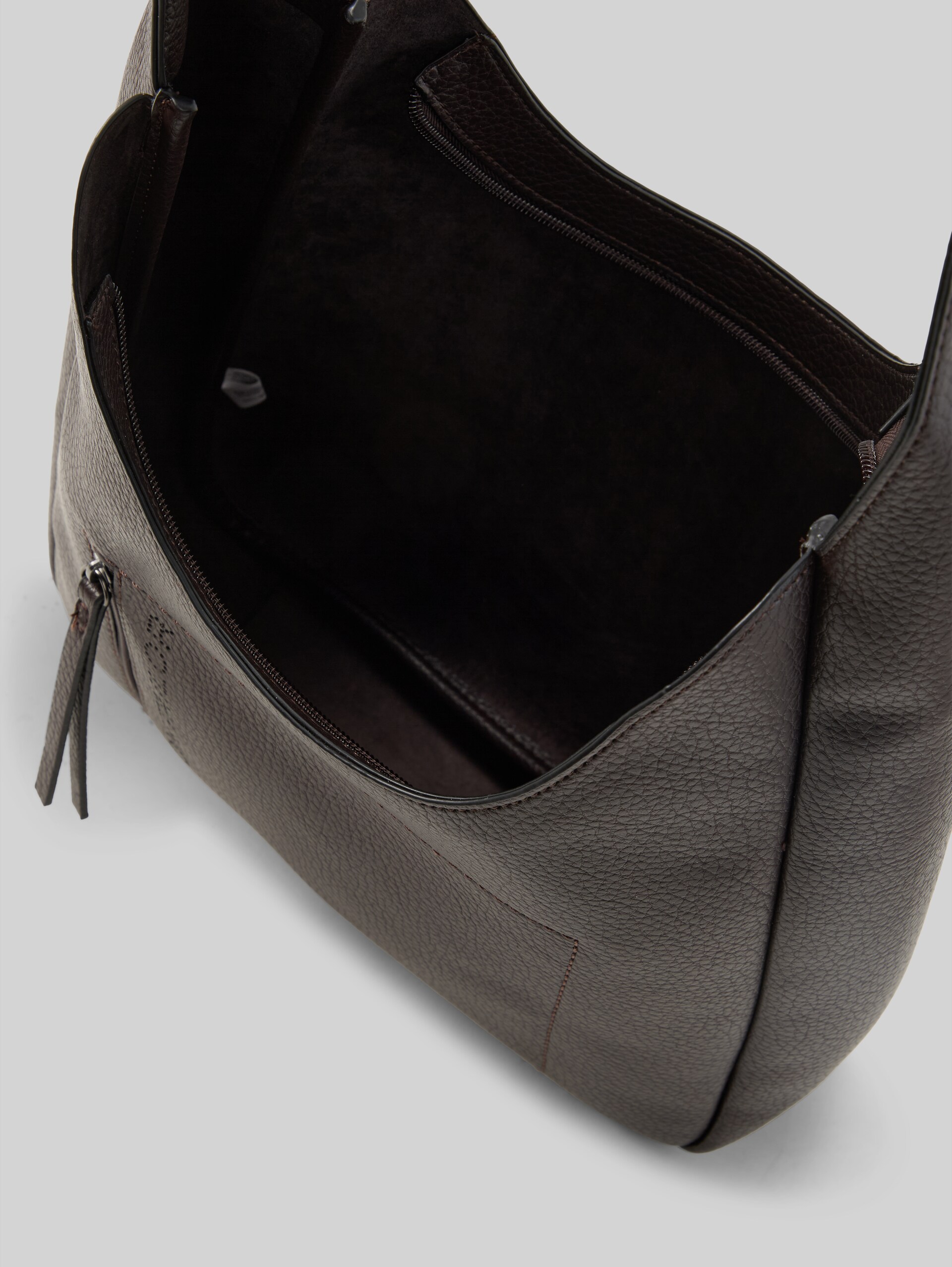 TTANALISA schoudertas met logo-reliëf - dark brown - zijaanzicht product 
