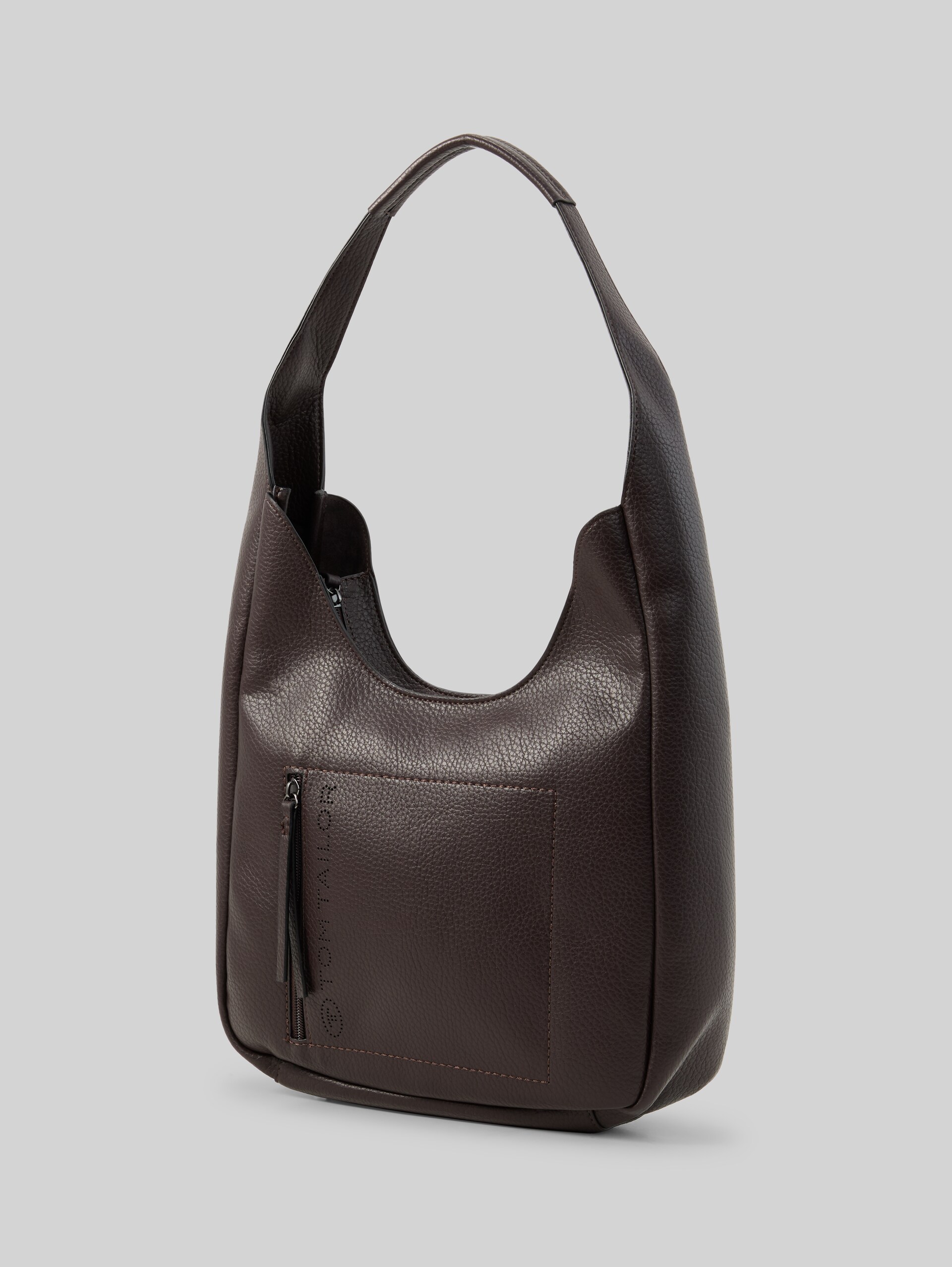 TTANALISA schoudertas met logo-reliëf - dark brown - zijaanzicht product 