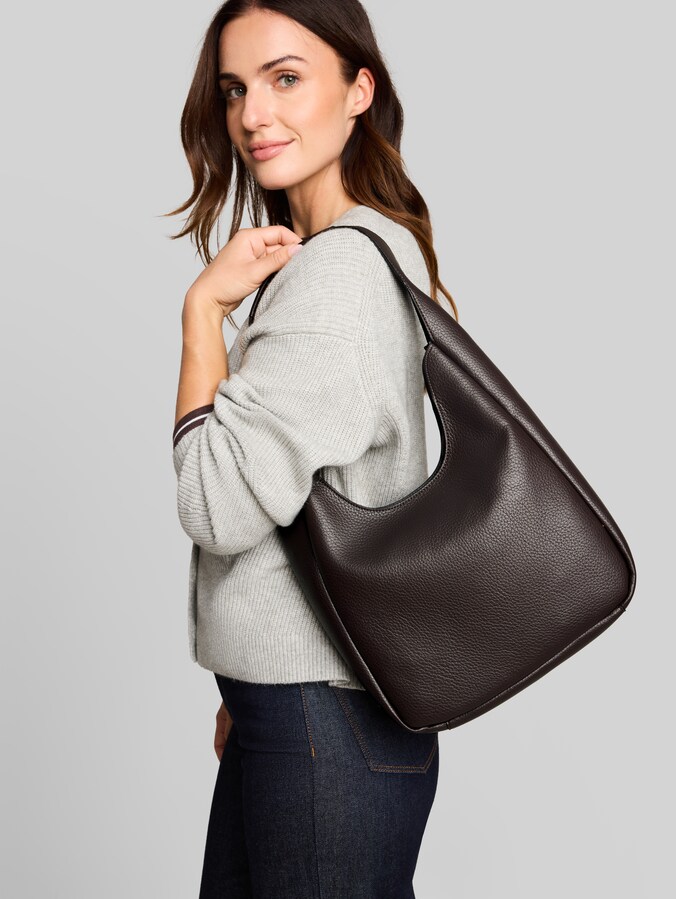 TTANALISA schoudertas met logo-reliëf door Women, dark brown