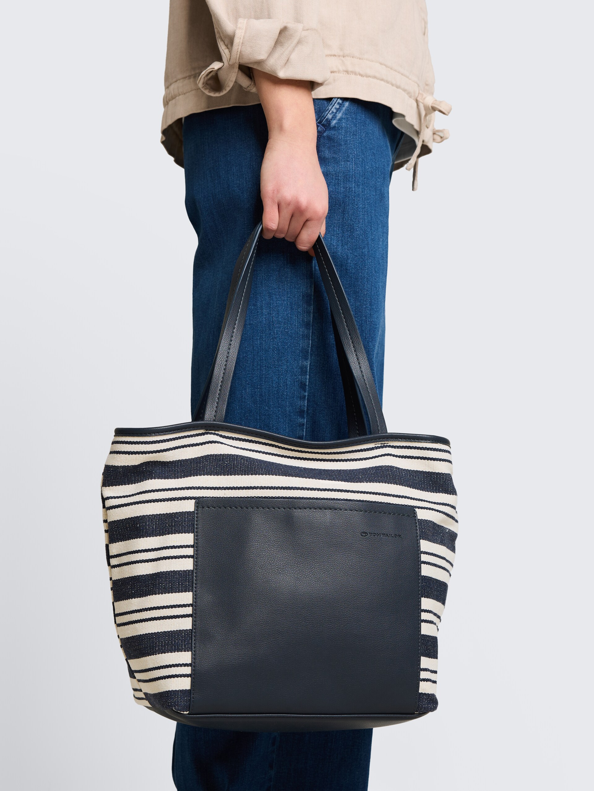 TTELODIE M Shopper met streepjesmotief - mixed blue - zijaanzicht model
