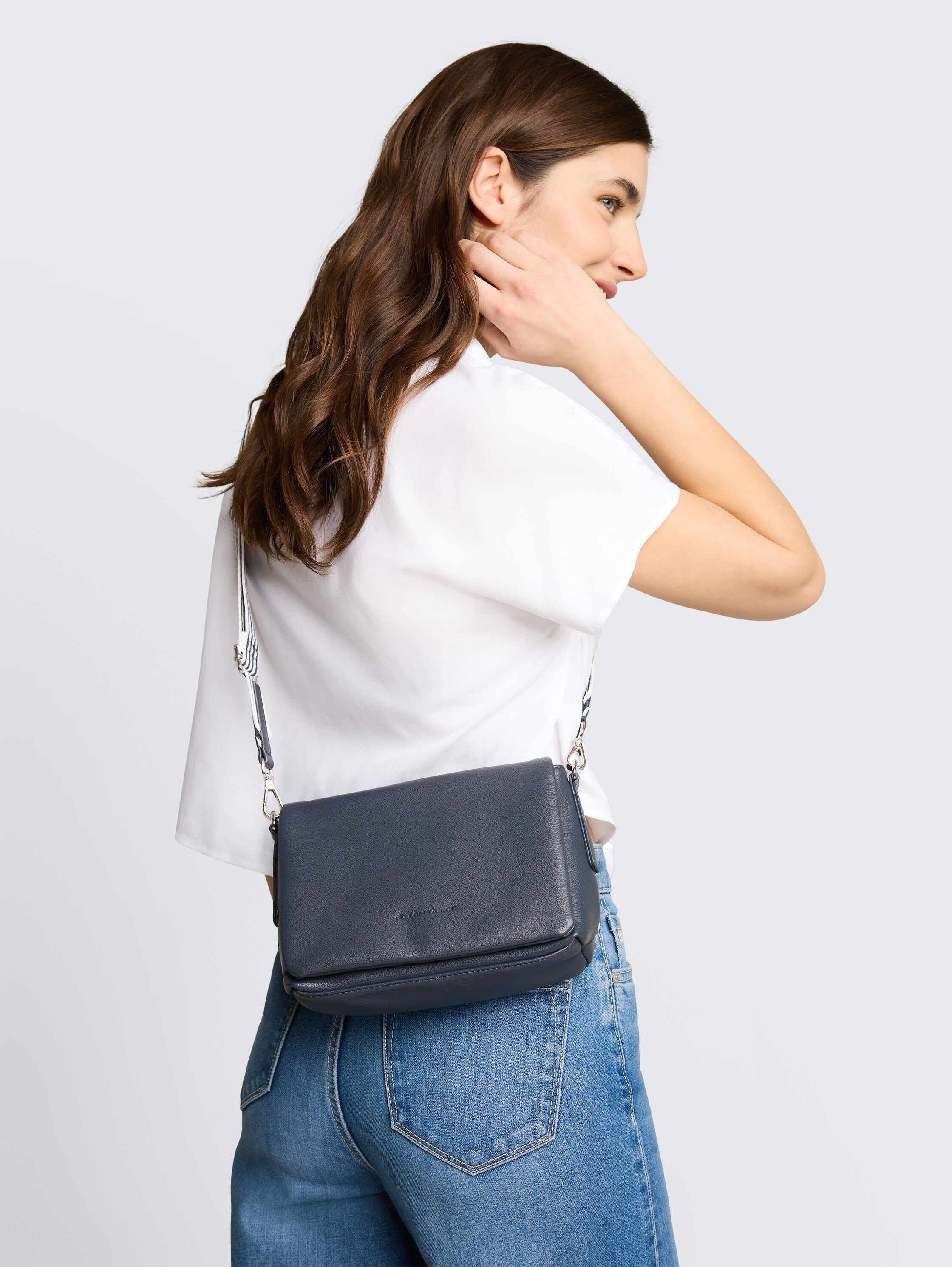 TTORLA STRIPE S Handbag with woven strap - dark_blue_1 - 