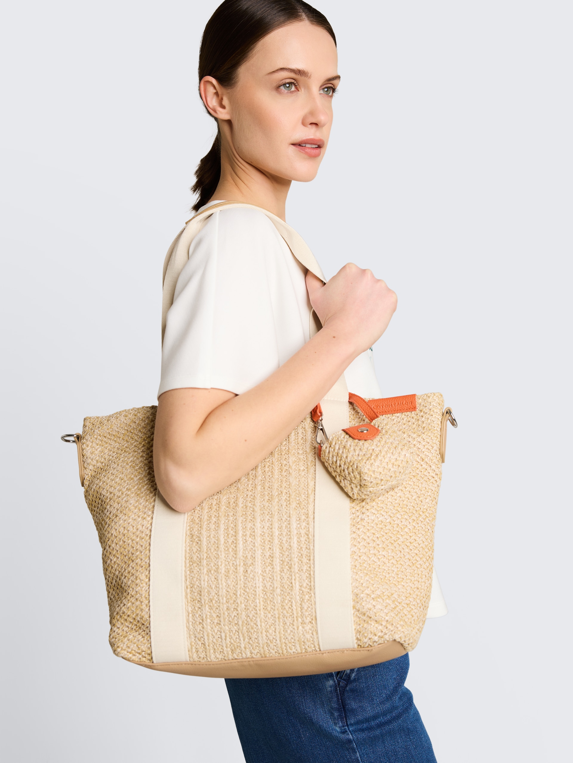 TTVANYA L Sac cabas avec pochette amovible - mixed beige - Vue latérale du modèle