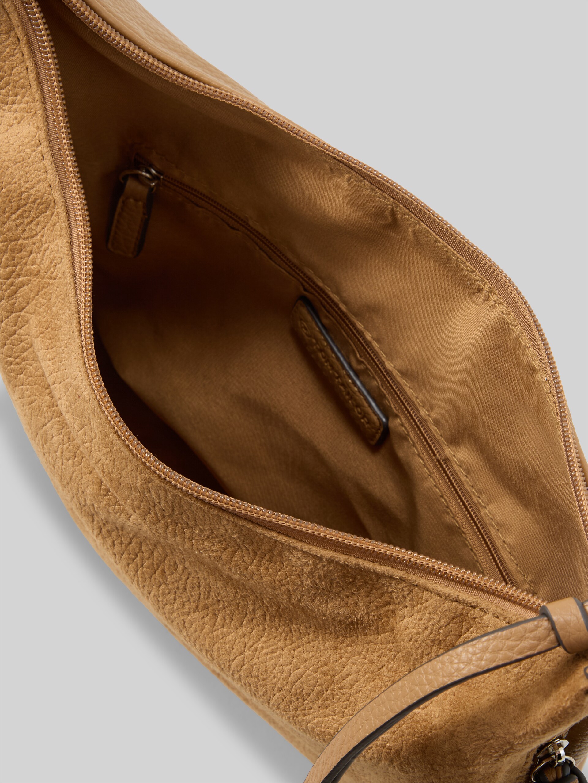 TTAIANA M schoudertas in suède-look - camel / camel nature - zijaanzicht product 