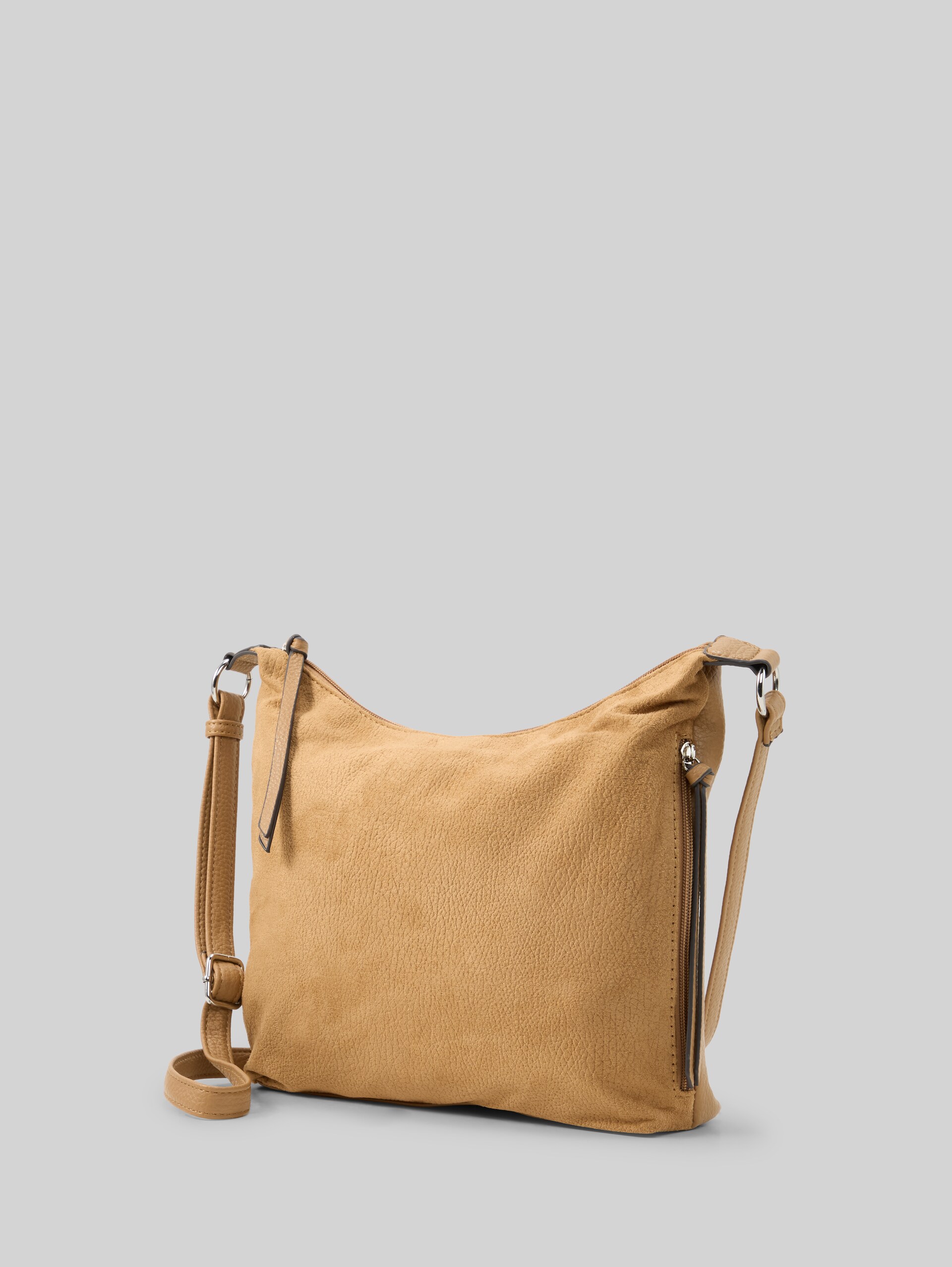 TTAIANA M schoudertas in suède-look - camel / camel nature - zijaanzicht product 