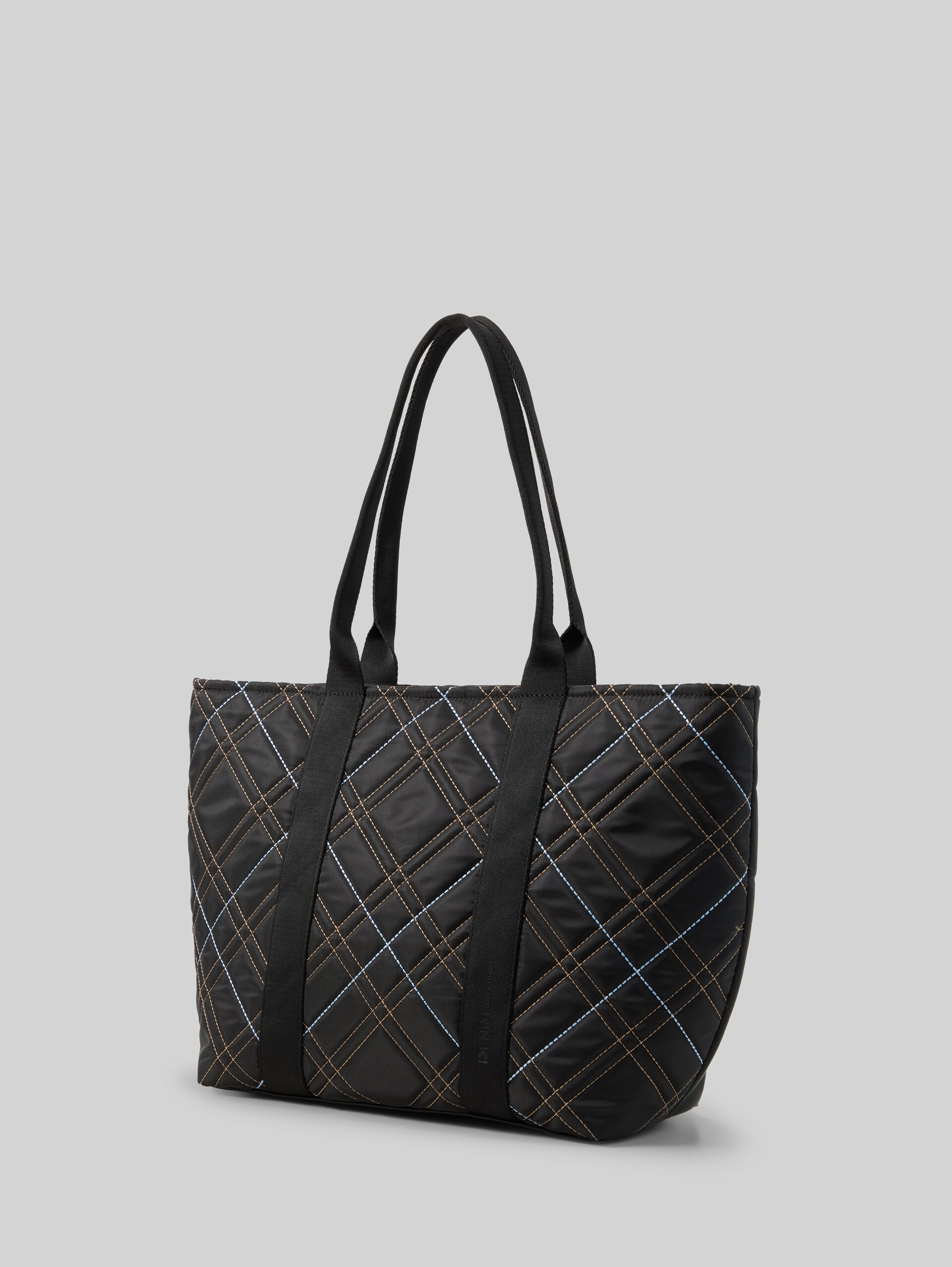 TTAMINTA XL shopper met ruitjespatroon - schwarz / black - zijaanzicht product 