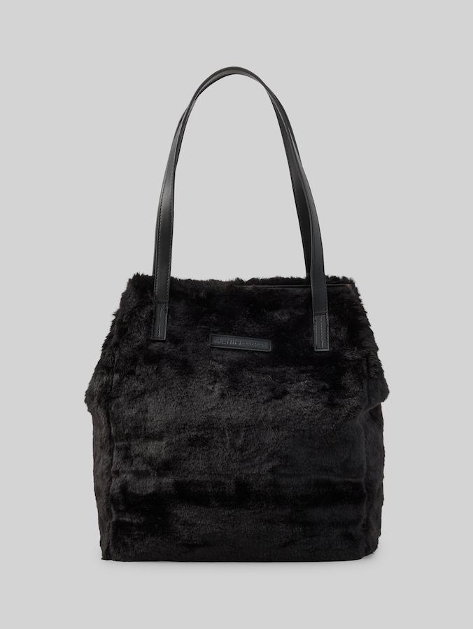 TTARONA COSY L shopper van imitatiebont door Denim Female, schwarz / black
