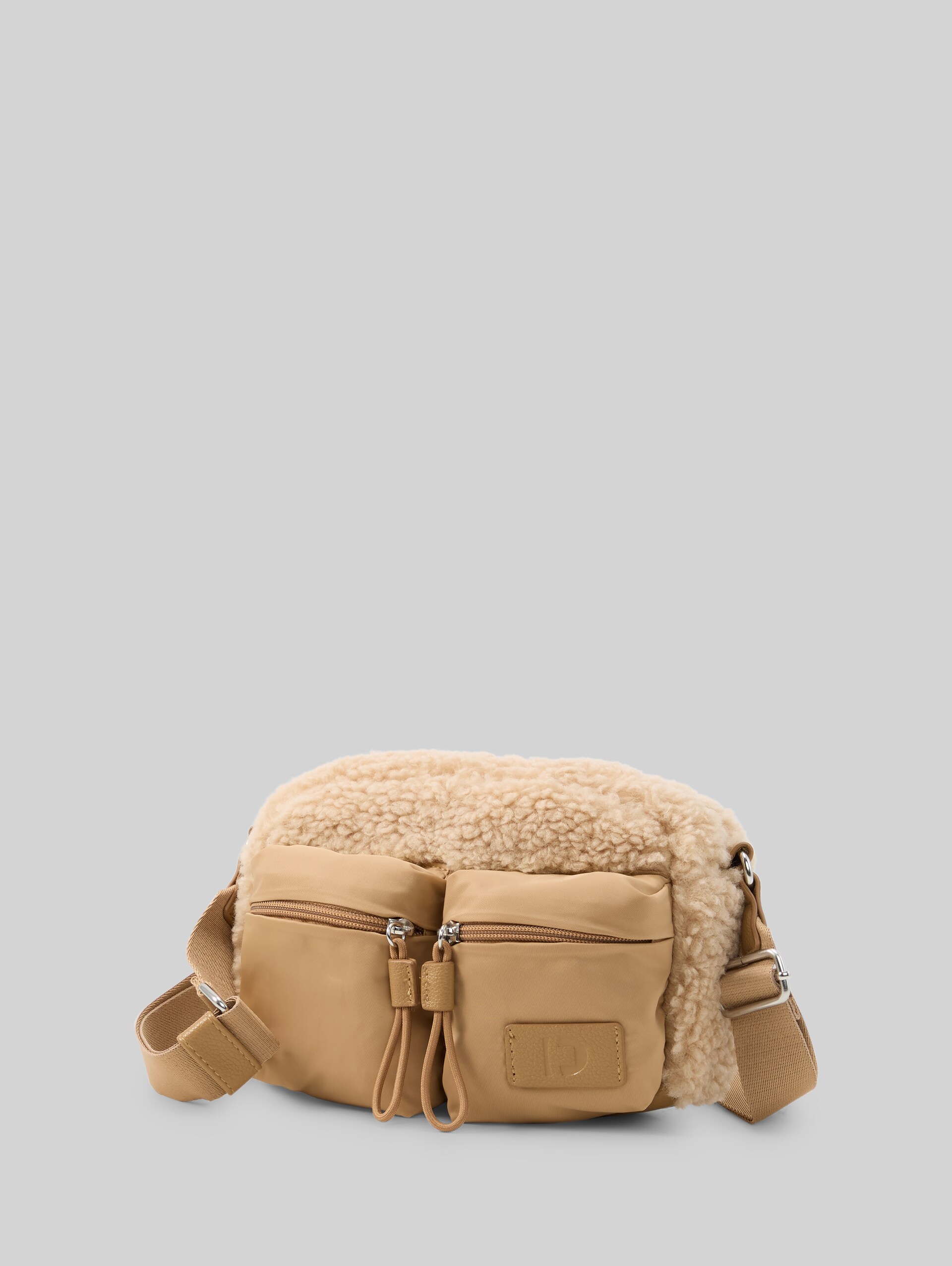 TTASTRID schoudertas met teddybont - mixed beige - zijaanzicht product 