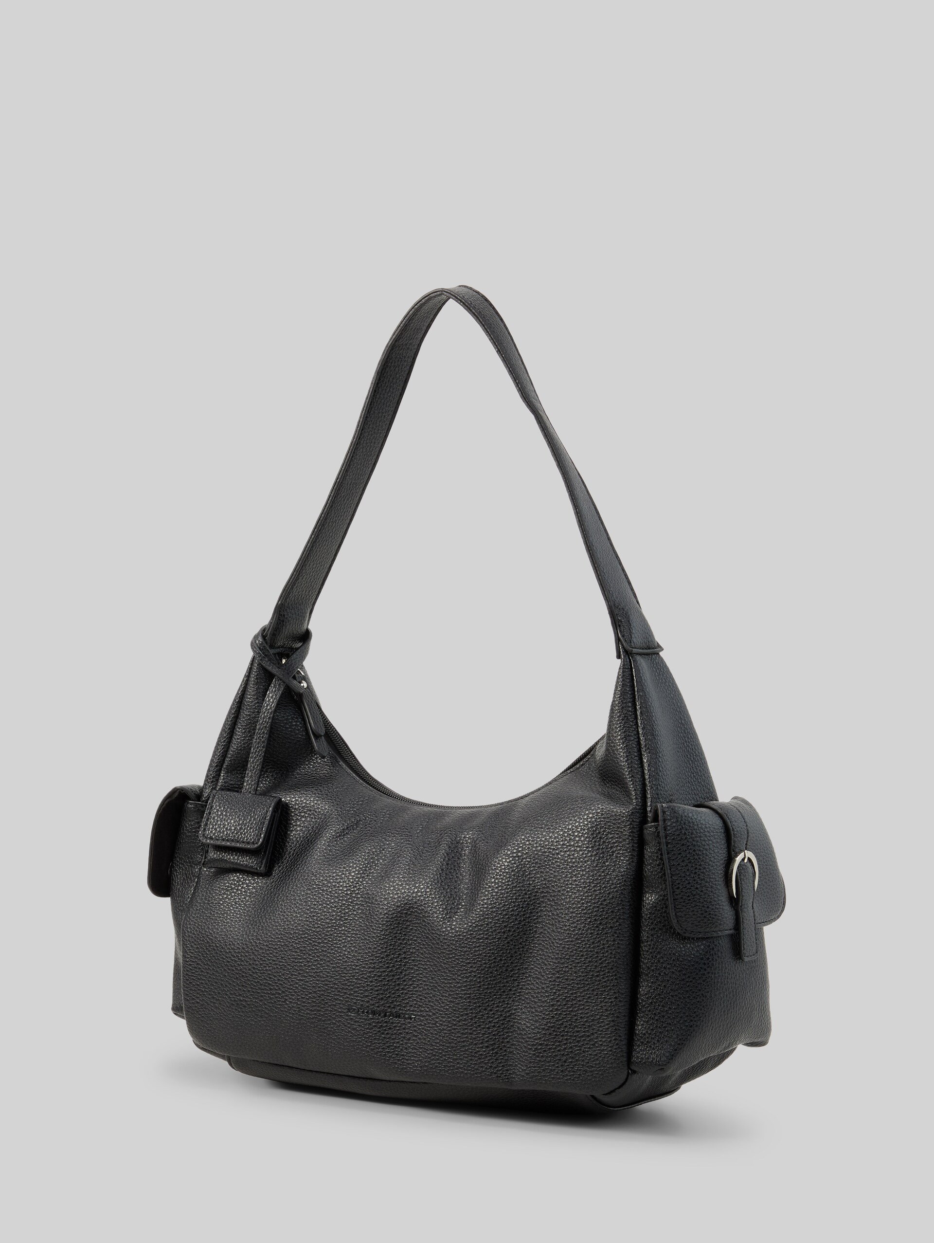 TTCHARIS M schoudertas met hangertje - schwarz / black - zijaanzicht product 