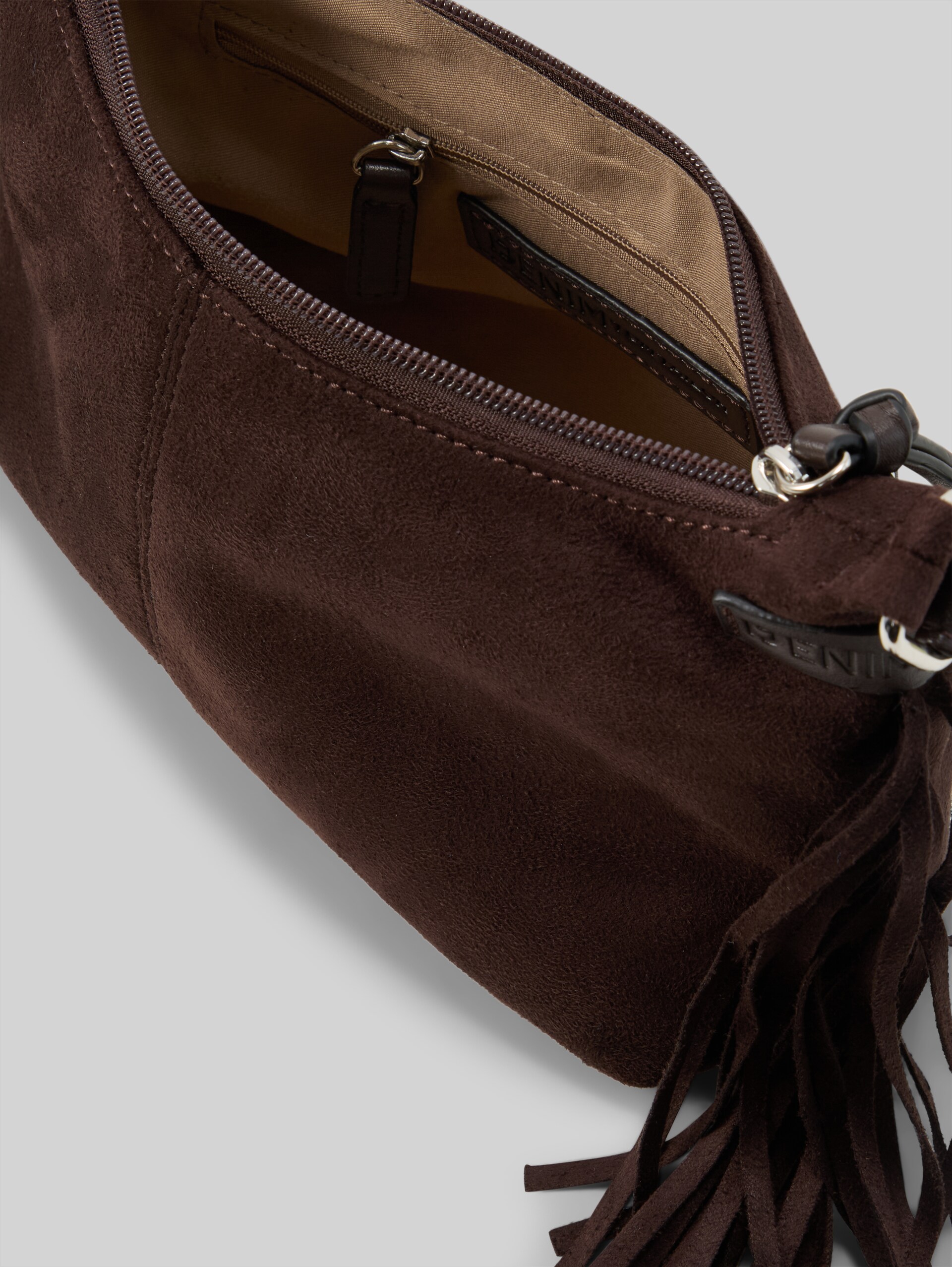 TTDEYANIRA schoudertas met franjes - dark brown - zijaanzicht product 