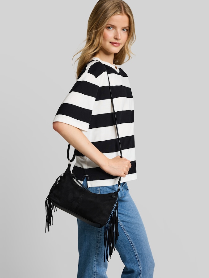 TTDEYANIRA Sac à bandoulière à franges par Denim Female, schwarz / black