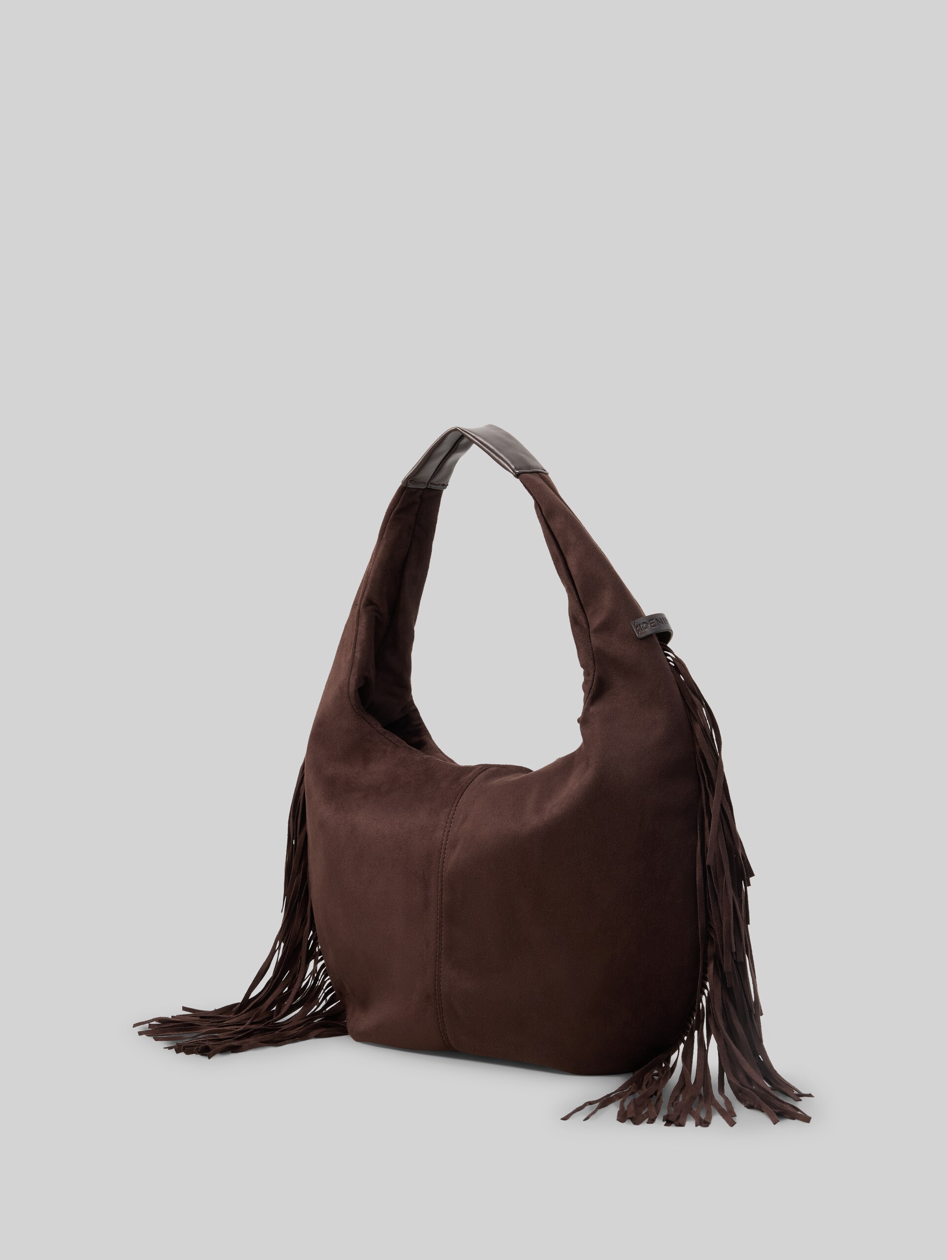 TTDEYANIRA buideltas met franjes - dark brown - zijaanzicht product 