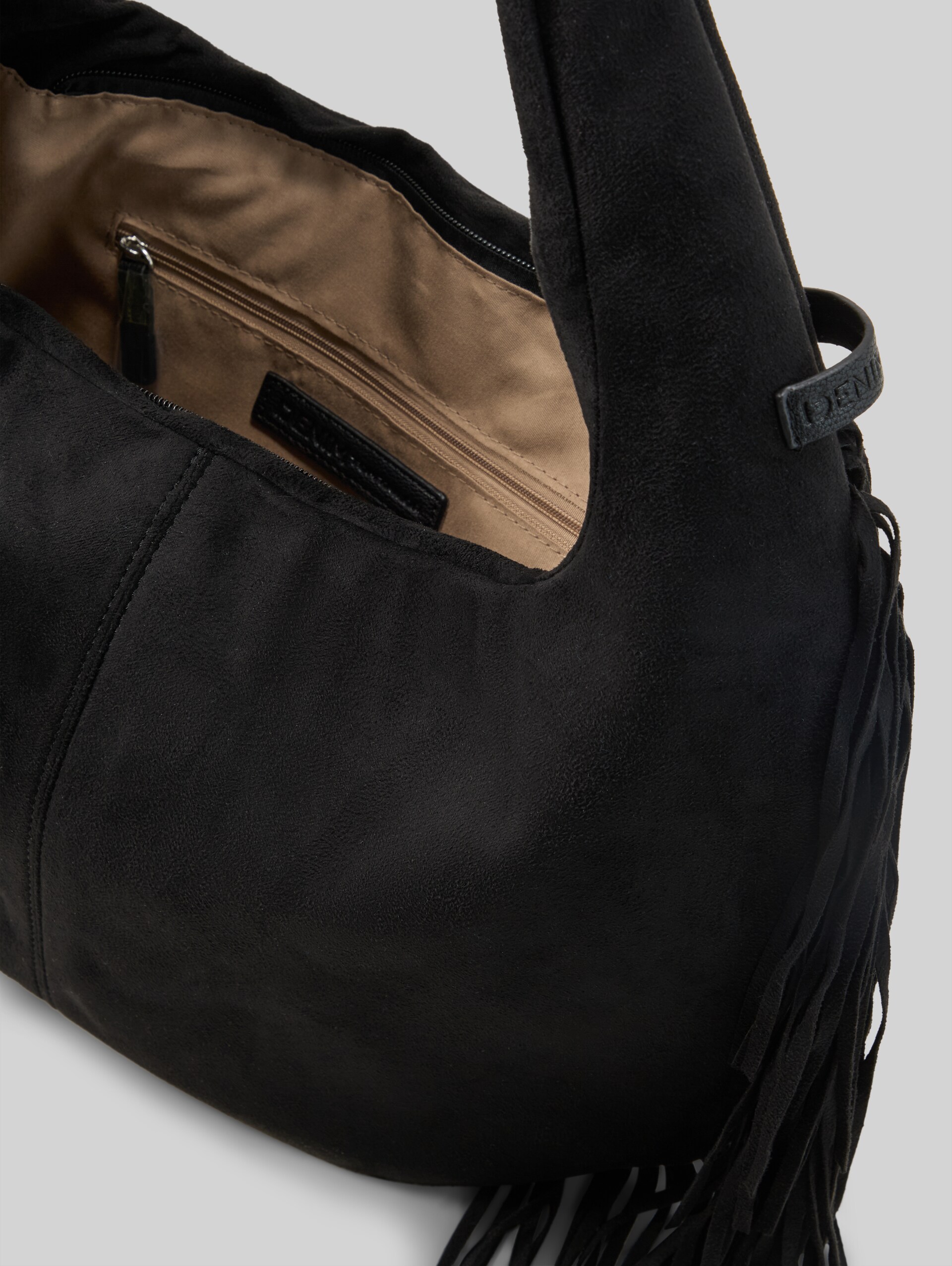 TTDEYANIRA buideltas met franjes - schwarz / black - zijaanzicht product 