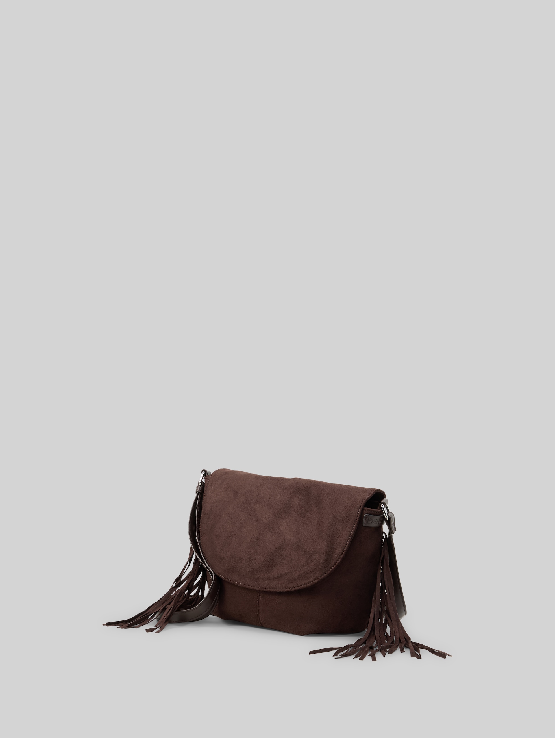 TTDEYANIRA tas met omslag en franjes - dark brown - zijaanzicht product 
