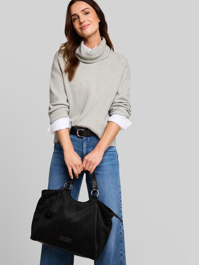 TTIDRA L Shopper met sierstiksels door Women, schwarz / black