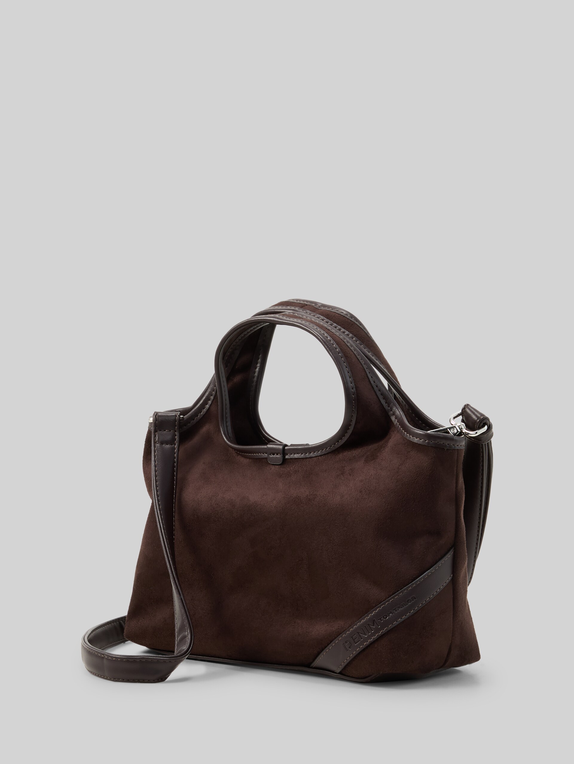 TTLIDORA S shopper met logobadge - dark brown - zijaanzicht product 