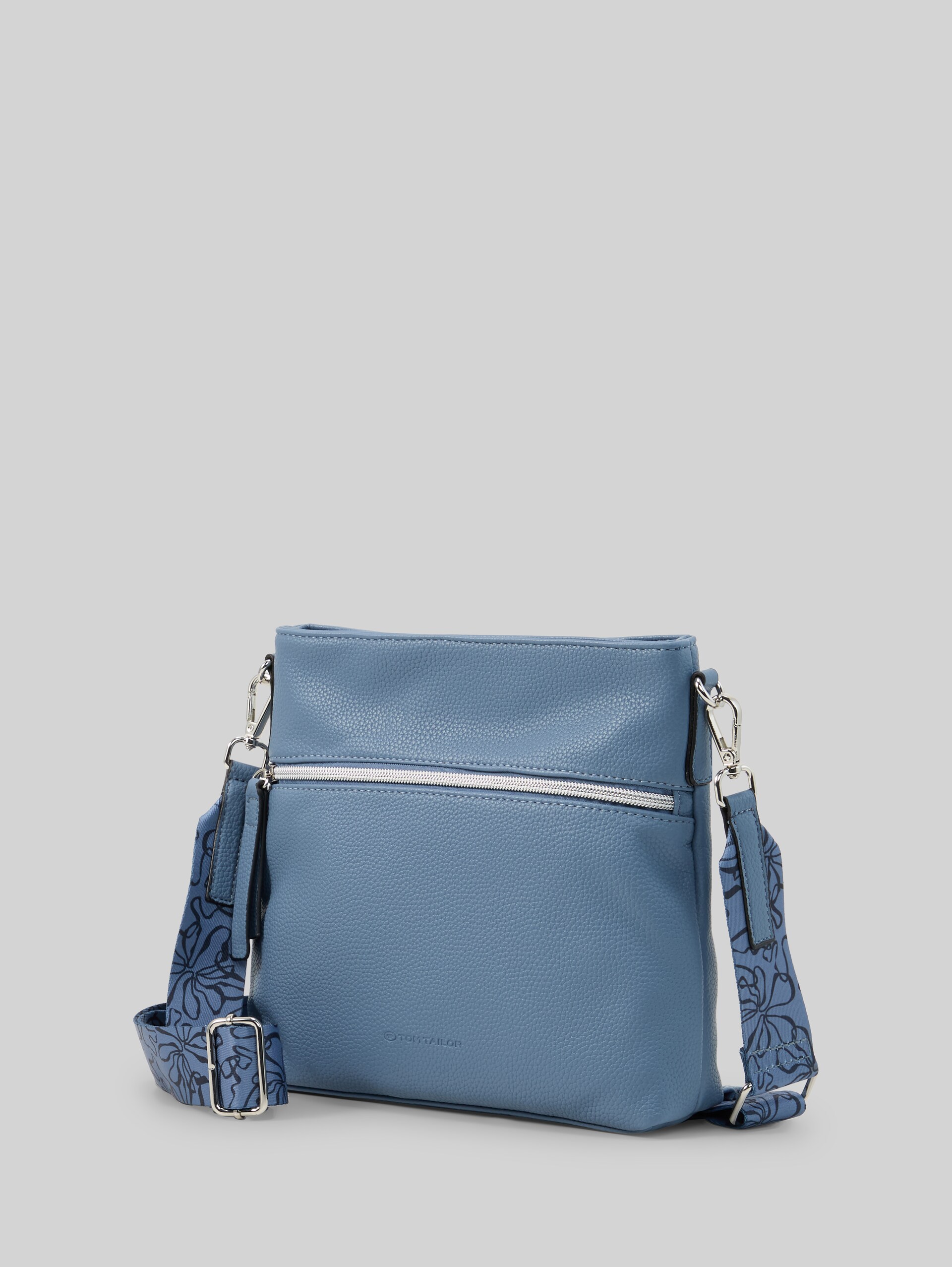 TTORLA M schoudertas met geweven band - mid blue - zijaanzicht product 