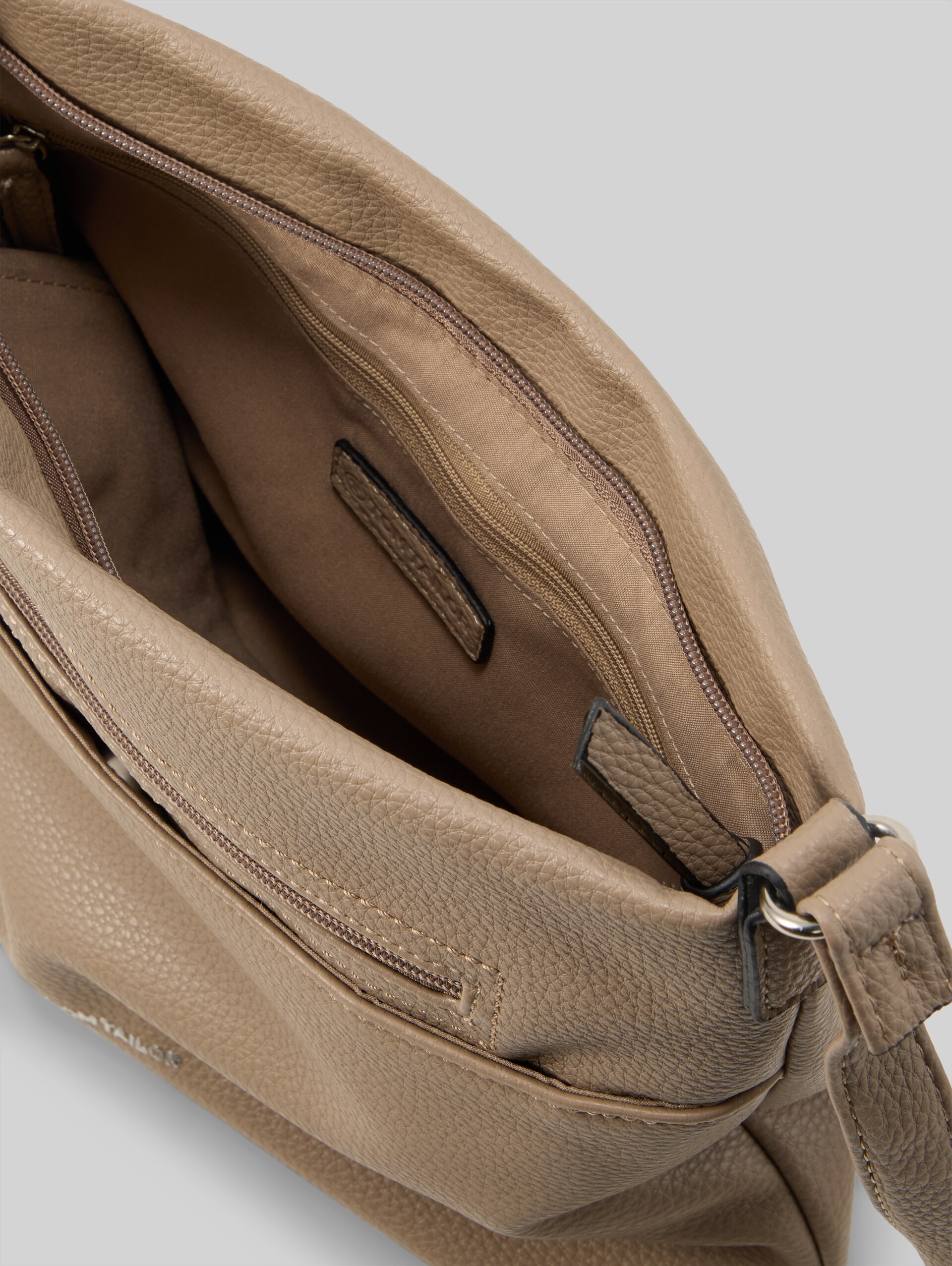 TTWINA S schoudertas met ritsdetails - taupe / taupe - zijaanzicht product 