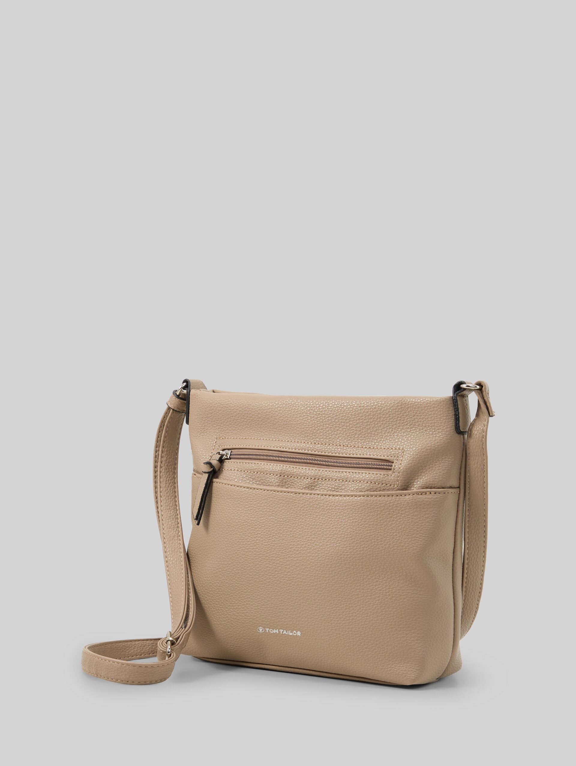 TTWINA S schoudertas met ritsdetails - taupe / taupe - zijaanzicht product 