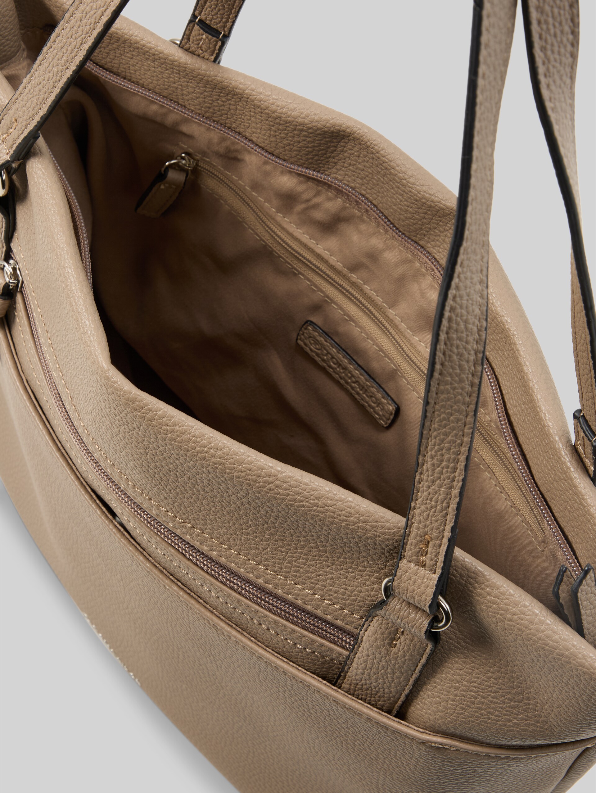 TTWINA L shopper met ritsdetails - taupe / taupe - zijaanzicht product 