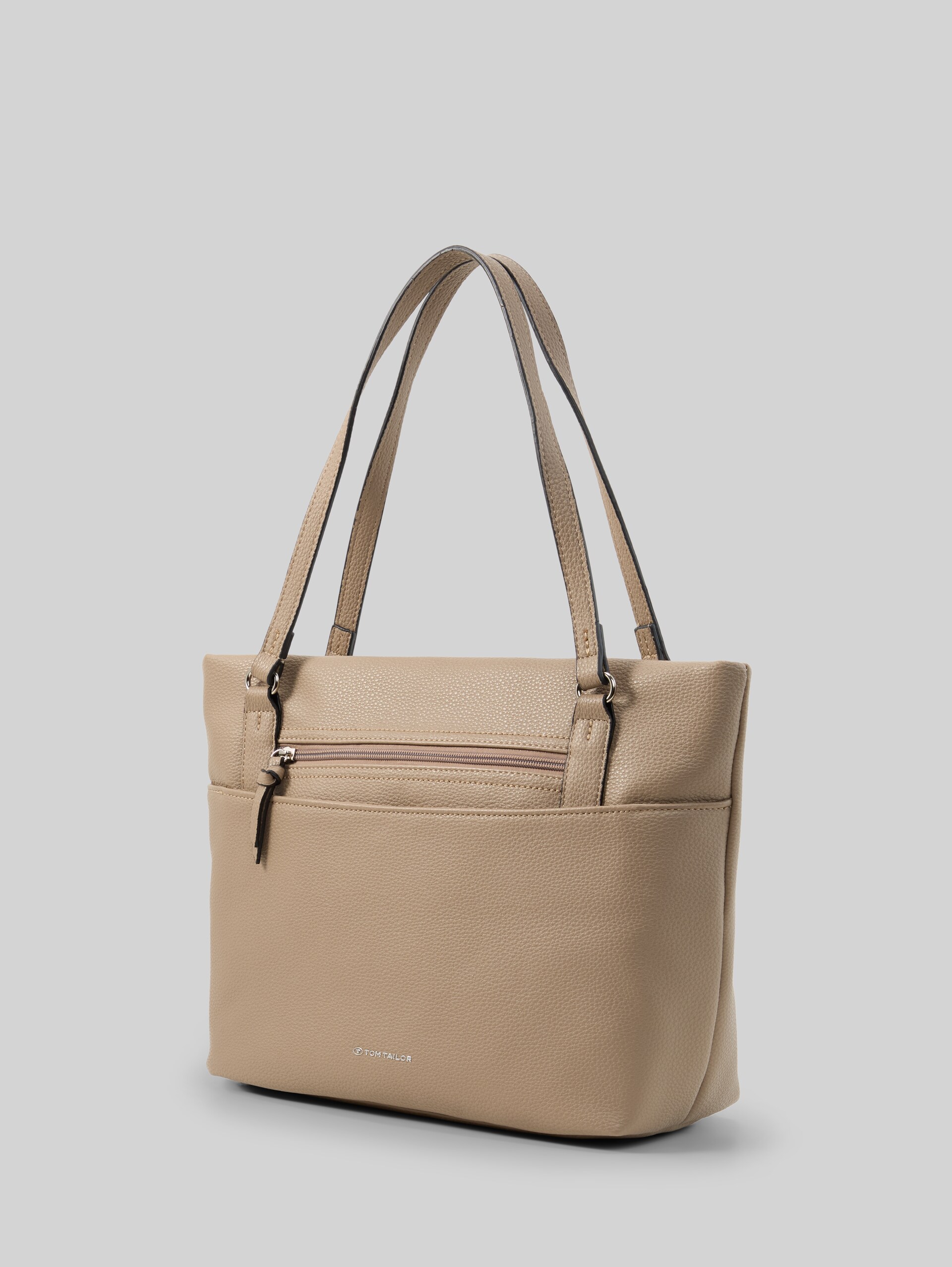 TTWINA L shopper met ritsdetails - taupe / taupe - zijaanzicht product 
