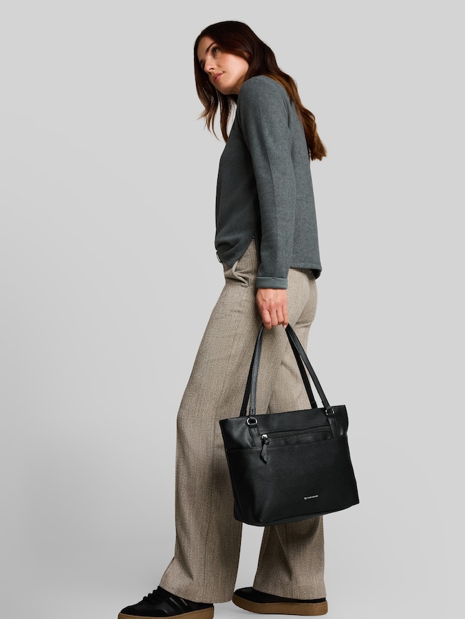 TTWINA L shopper met ritsdetails door Women, schwarz / black