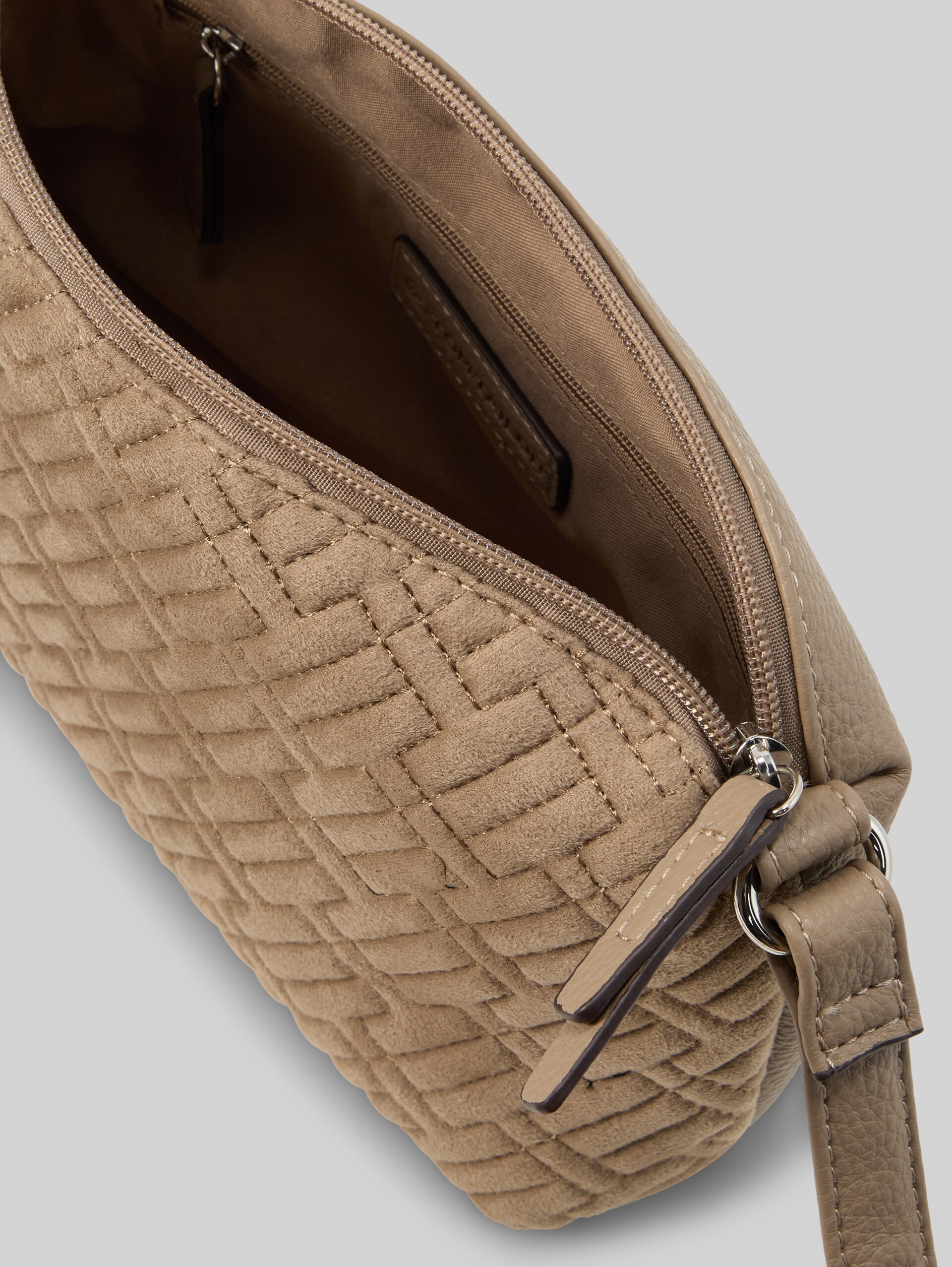 TTXANTHIA schoudertas met logo-reliëf - taupe / taupe - zijaanzicht product 