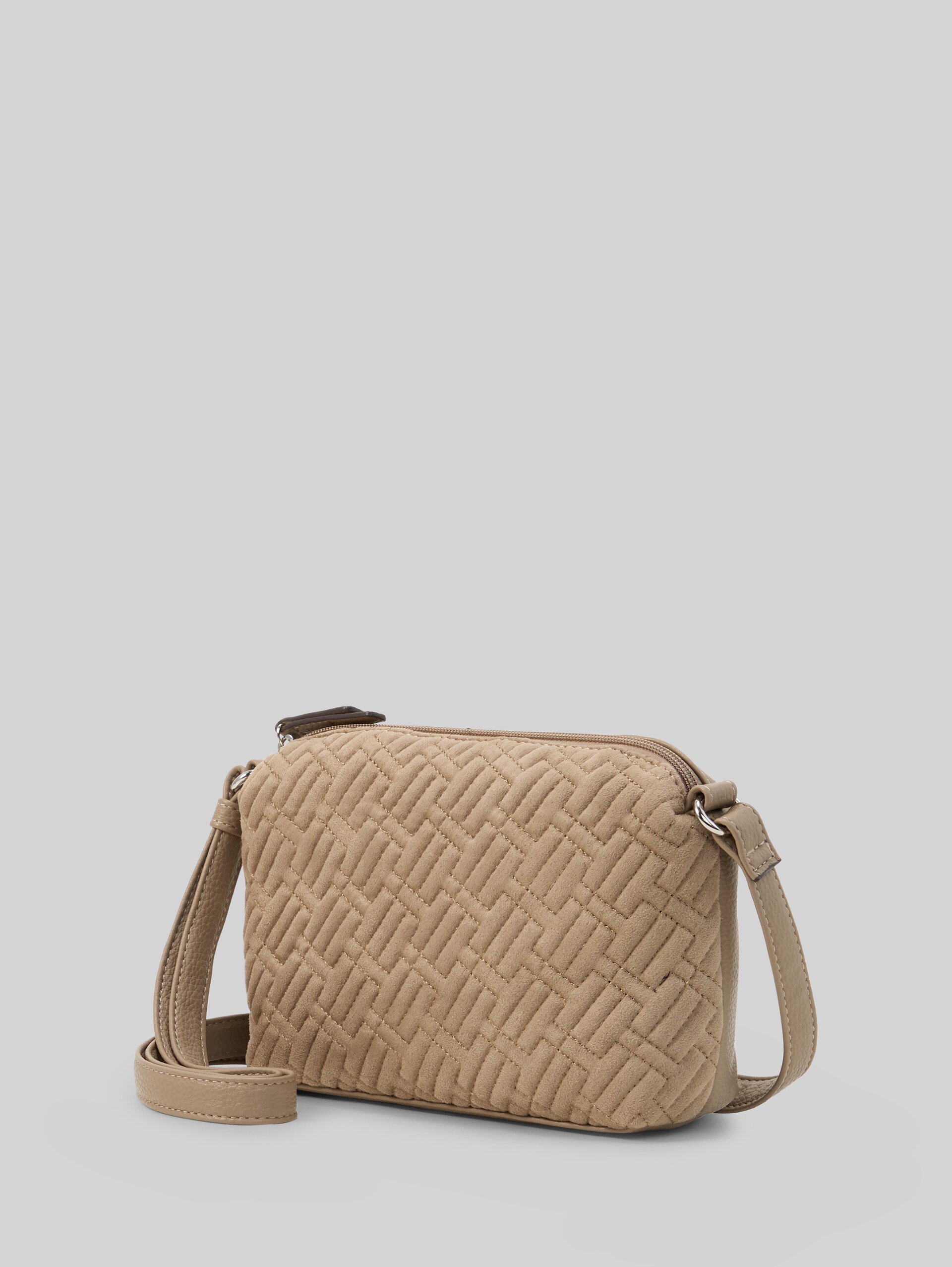 TTXANTHIA schoudertas met logo-reliëf - taupe / taupe - zijaanzicht product 