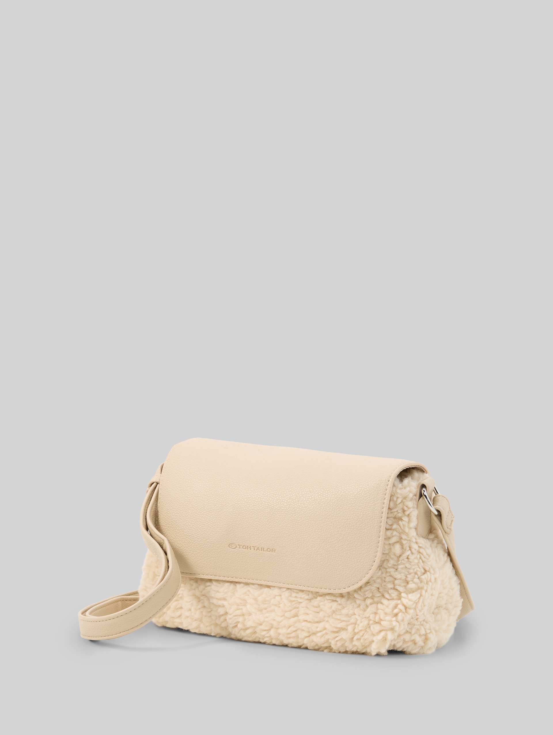 TTZELINA S schoudertas met teddybont - beige / beige - zijaanzicht product 