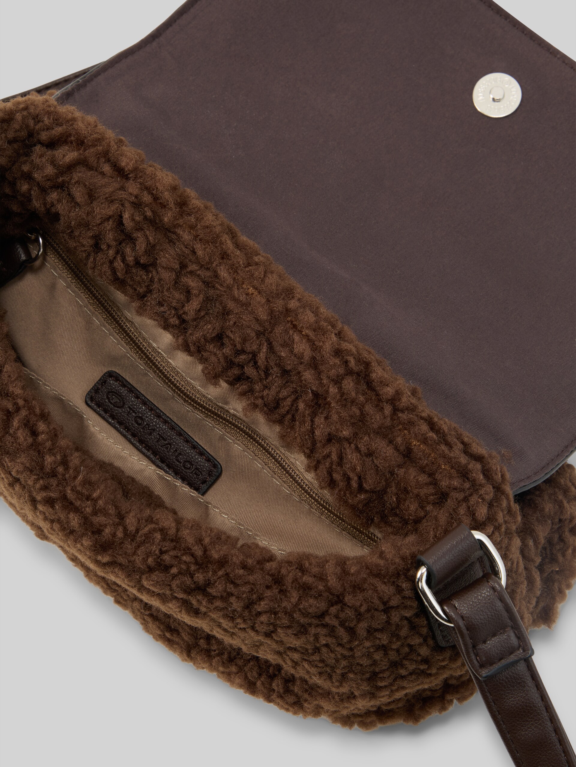 TTZELINA S schoudertas met teddybont - dark brown - zijaanzicht product 