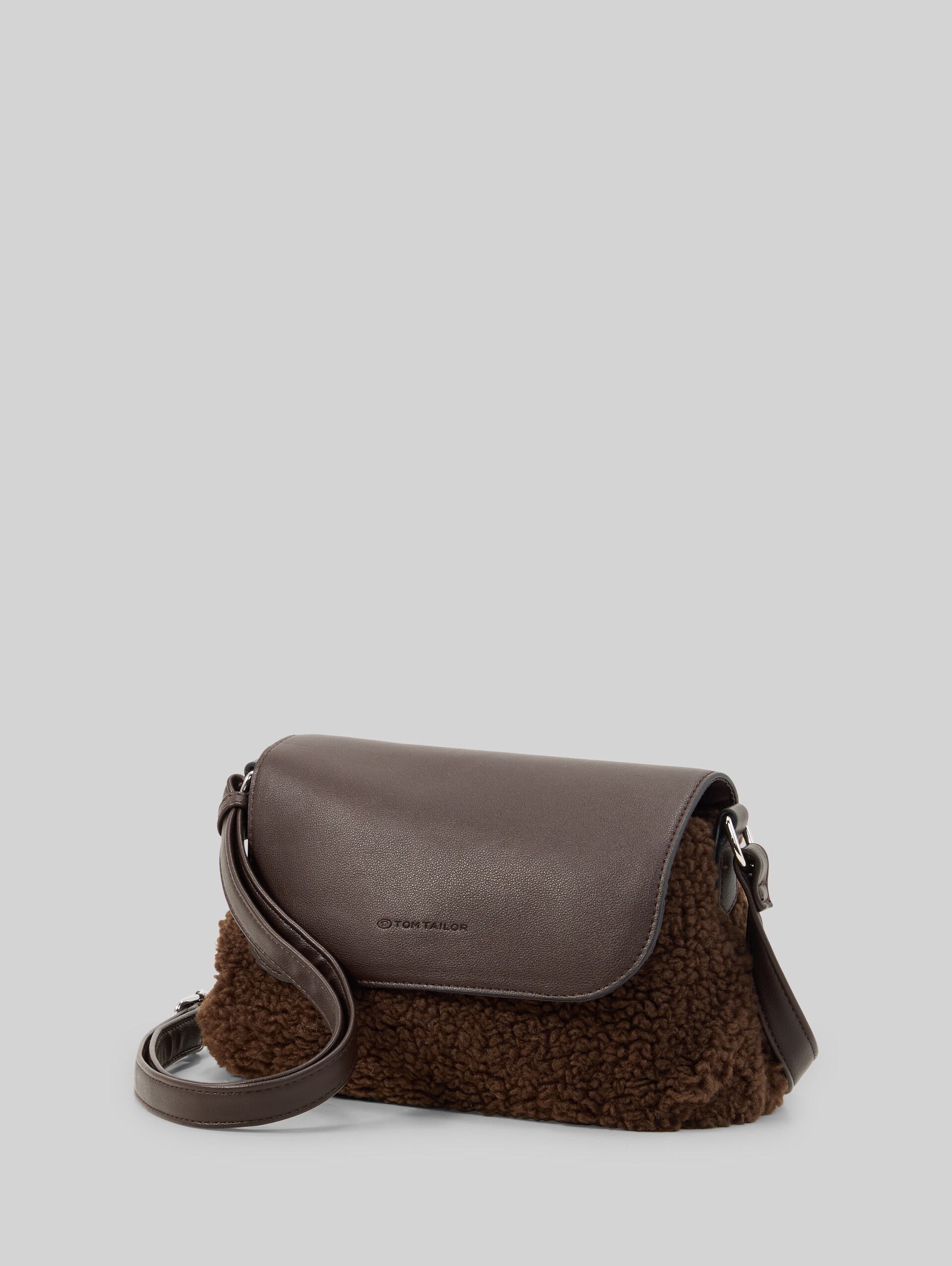 TTZELINA S schoudertas met teddybont - dark brown - zijaanzicht product 