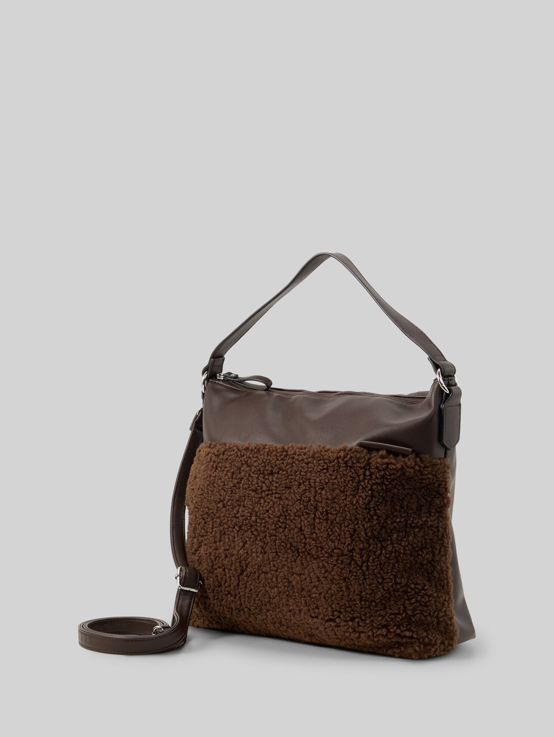 TTZELINA M buideltas met teddybont - dark brown - zijaanzicht product 