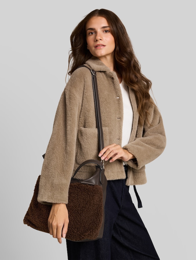 TTZELINA M : sac poche en fourrure synthétique par Women, dark brown