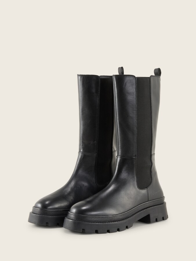 Gefütterte Stiefel aus Leder von Women, black