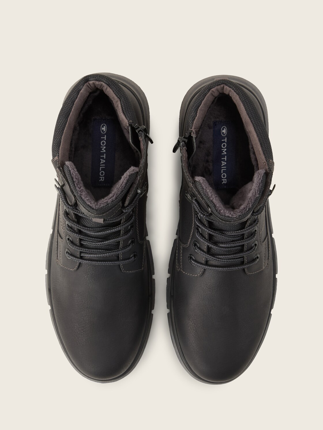 Gefütterte Kunstleder Stiefeletten - black - Produkt-Ansicht von oben 