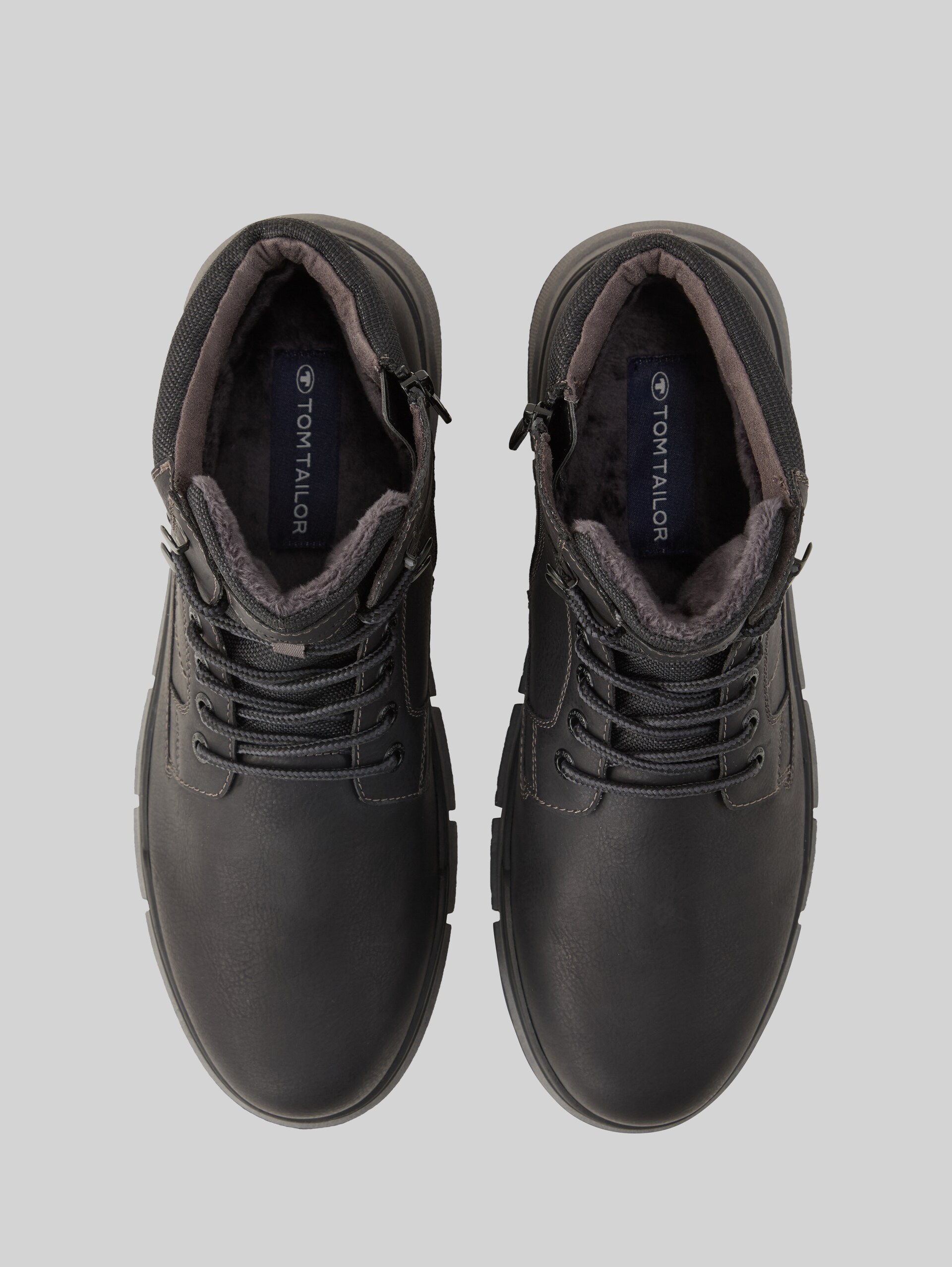 Lined faux leather ankle boots - black - Product view from top 