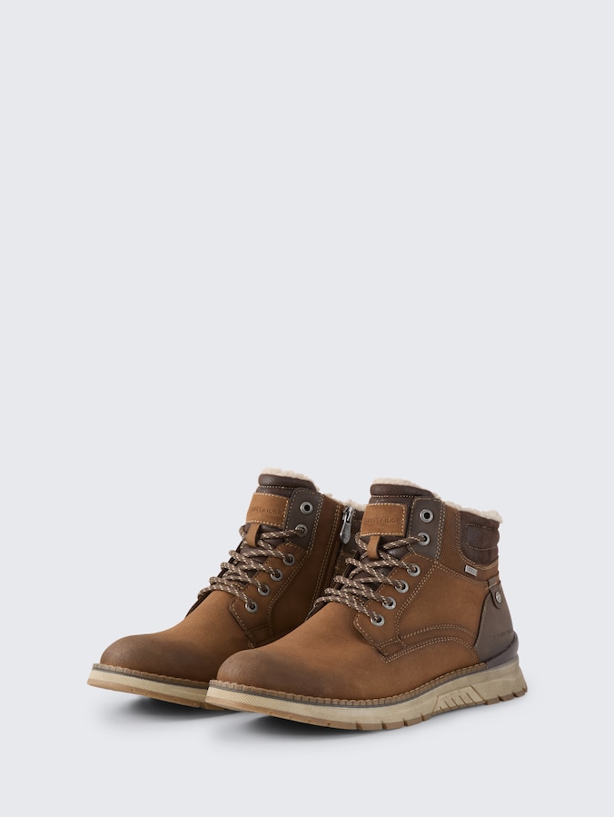 Waterproof ankle boots with lining by Men, rust
