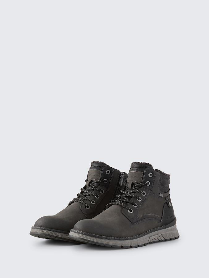 Waterproof ankle boots with lining by Men, coal