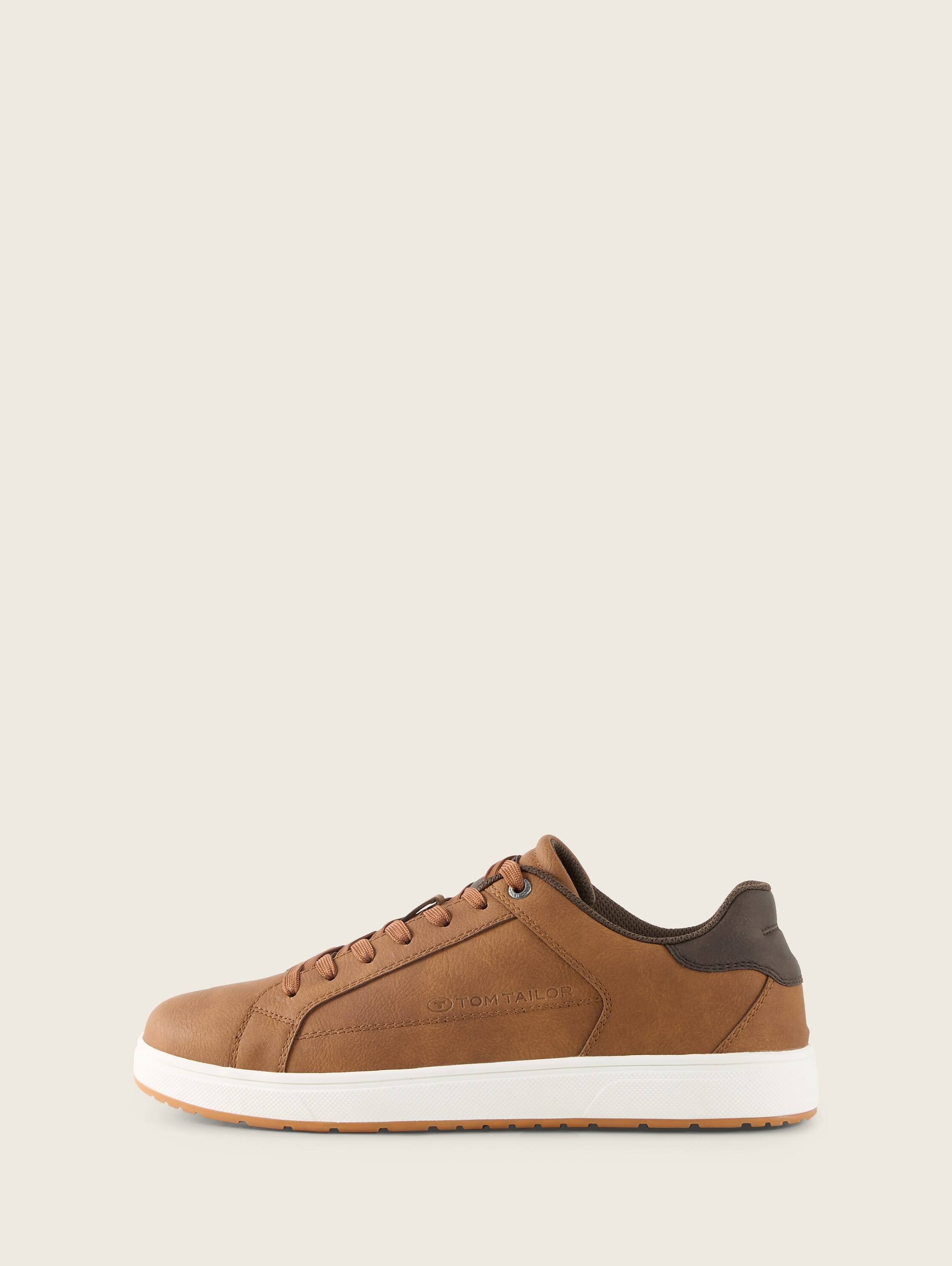 Sneakers van imitatieleer - camel - zijaanzicht product