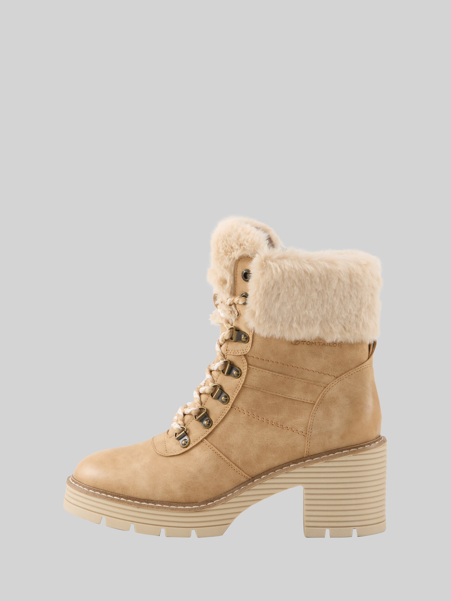 Padded ankle boots with block heels - sand - Product detail view
