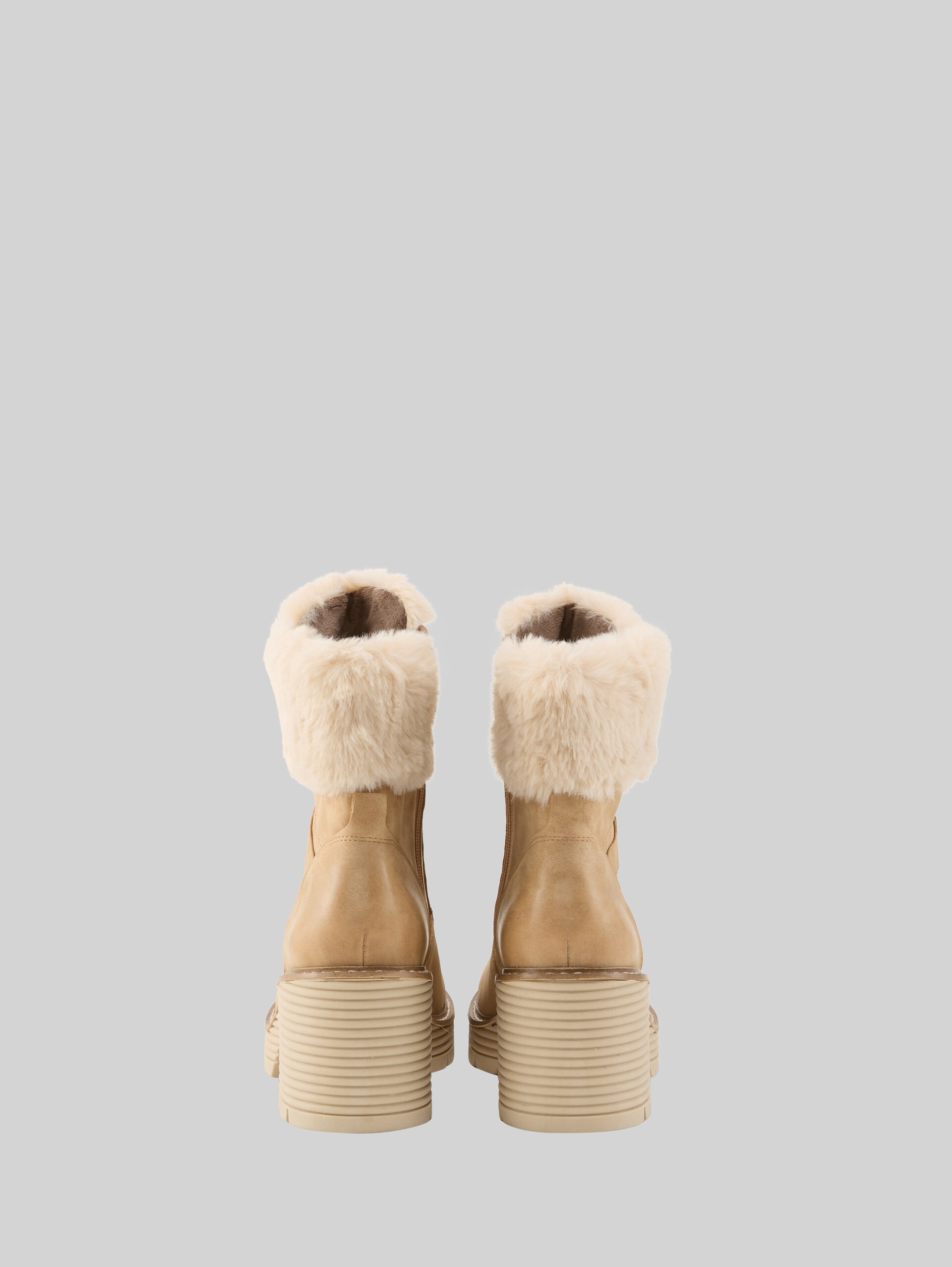 Padded ankle boots with block heels - sand - Product rear view